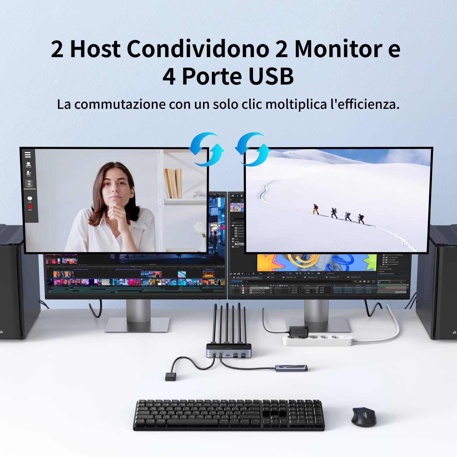 ugreen-switch-kvm-hdmi-2-0-2-ingressi-2-uscite-4k-60hz-con-4-porte-usb-5gbps image 2
