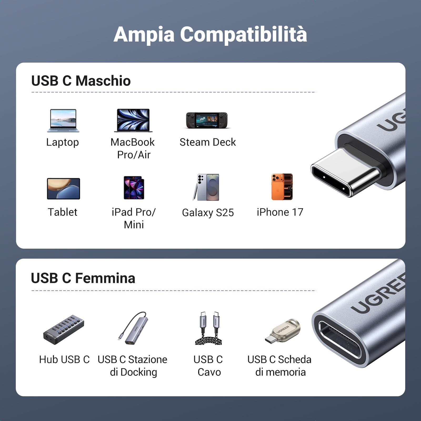 ugreen-nexode-cavo-prolunga-usb-c-3-2-10gbps-100w-4k-60hz-0-5m-grigio image 6