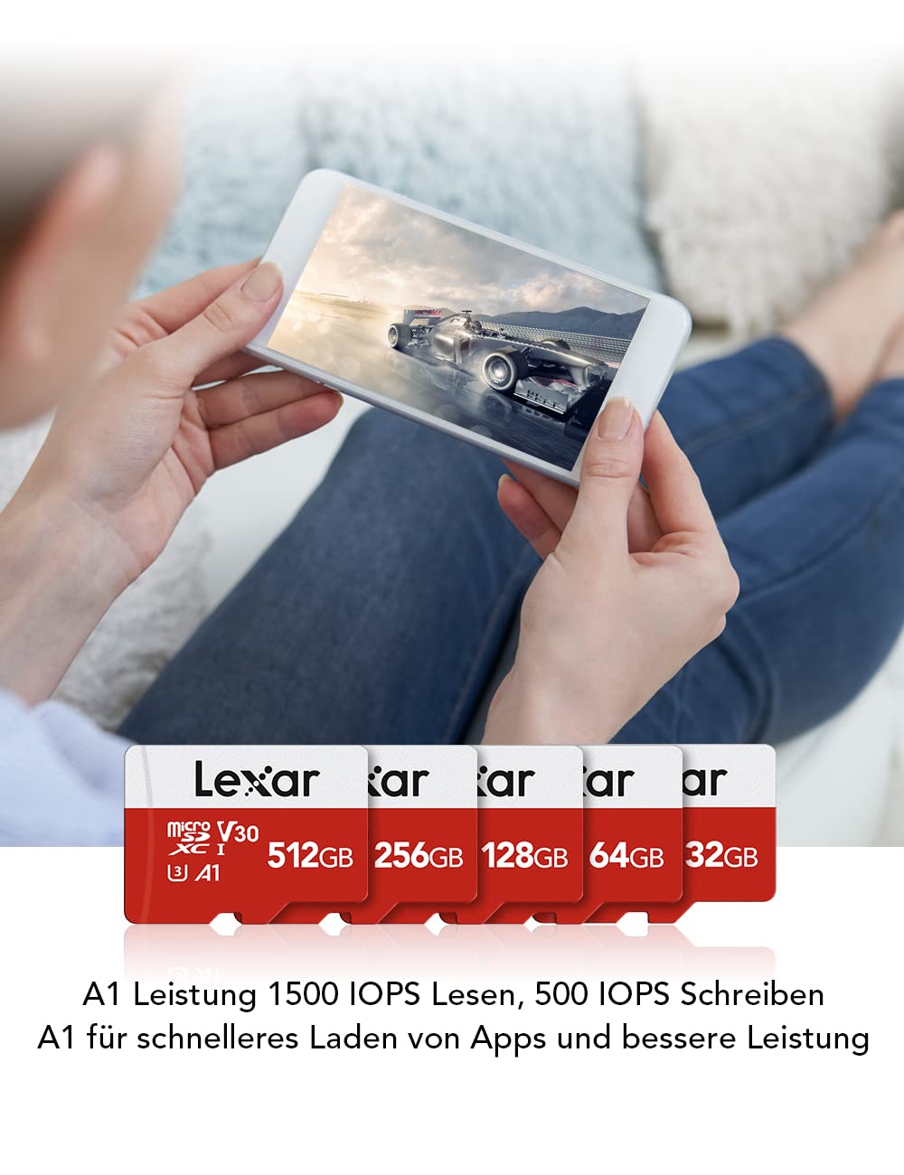 lexar-blue-series-scheda-micro-sd-32gb-2-pack-100mb-s-uhs-i-u1-a1-con-adattatori image 4