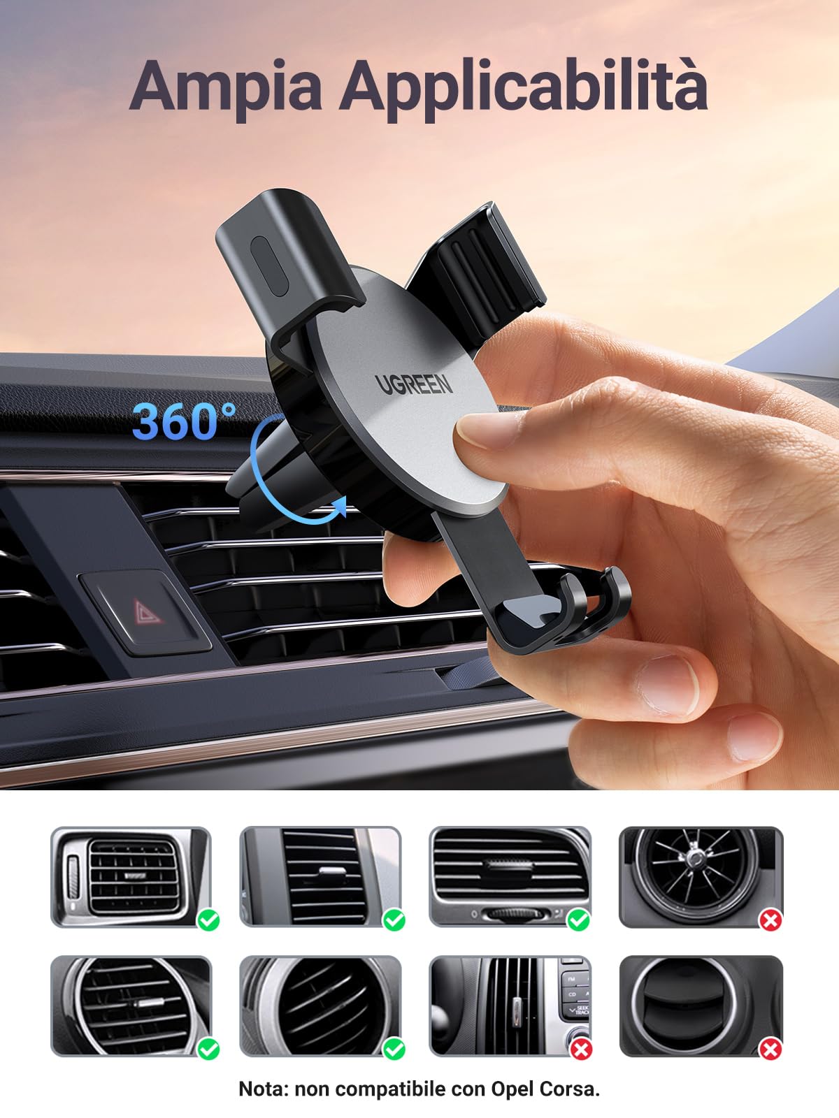 ugreen-supporto-telefono-auto-a-gravit-in-alluminio-grigio image 3