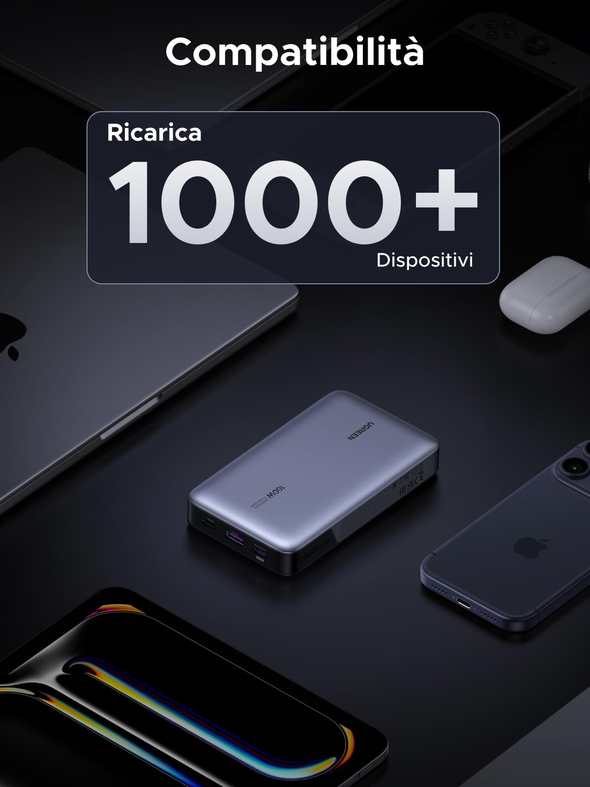 ugreen-nexode-power-bank-20000mah-100w-pd-3-porte-2c-1a-con-display-led image 8