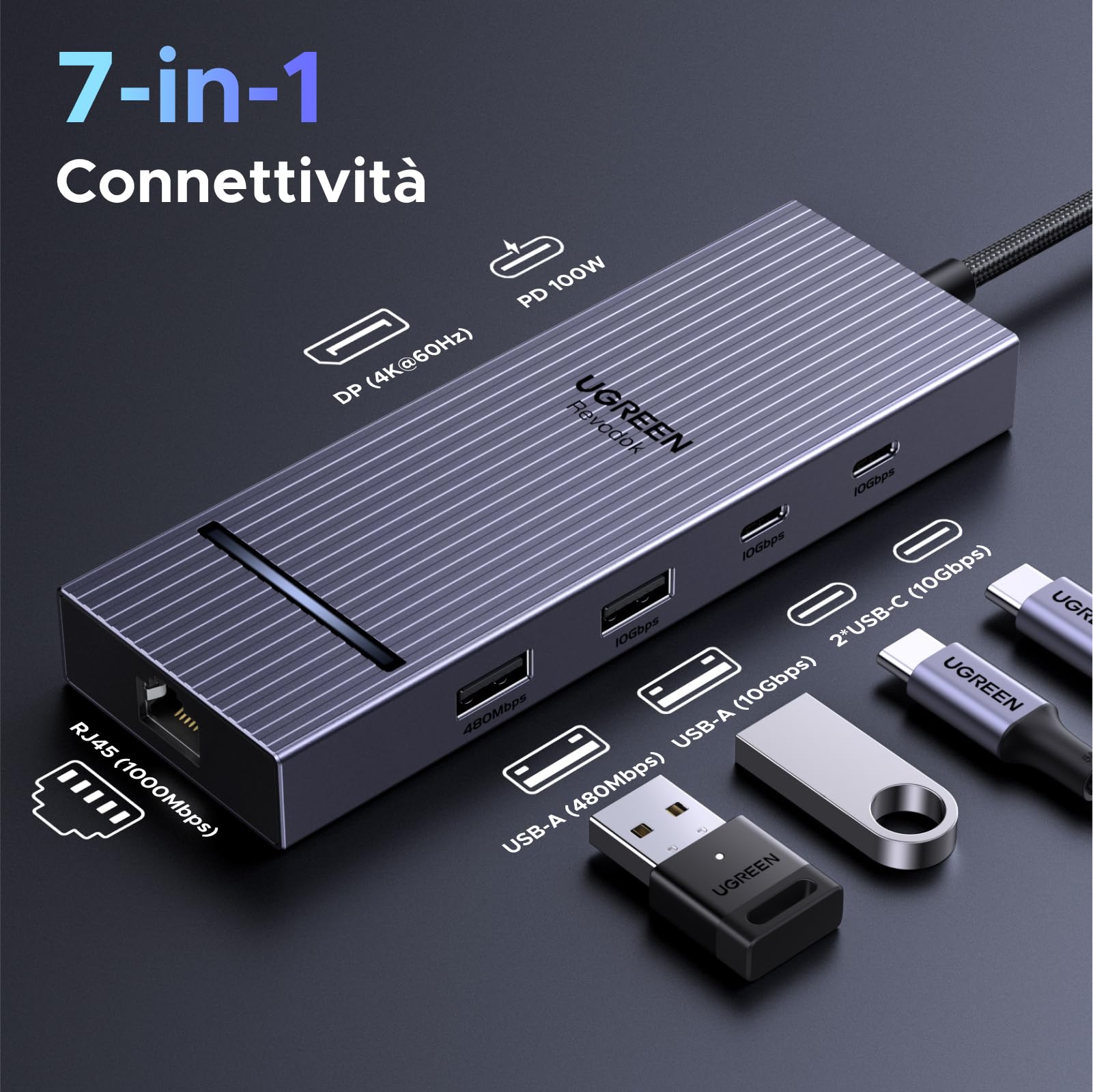 ugreen-revodok-pro-hub-usb-c-7-in-1-con-displayport-4k-60hz-ed-ethernet-gigabit image 2