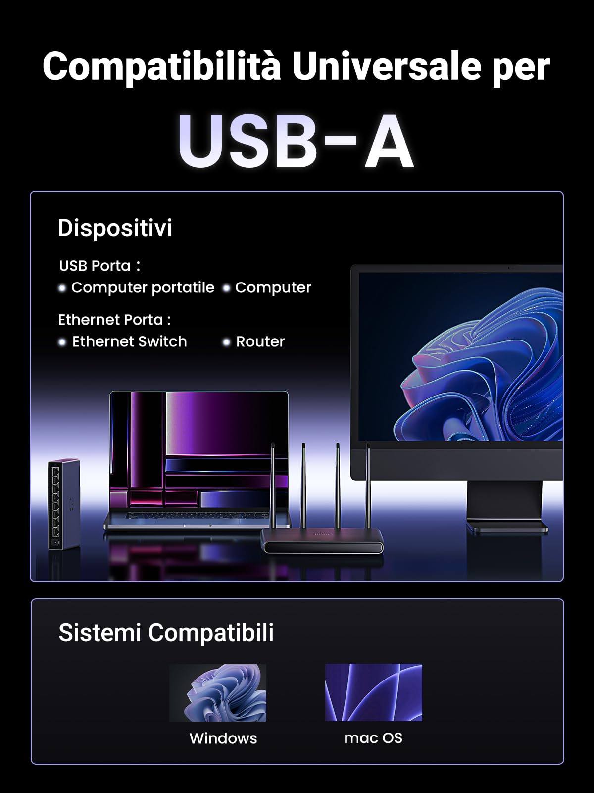 ugreen-adattatore-ethernet-usb-a-rj45-2-5g-2500-mbps-alluminio image 6