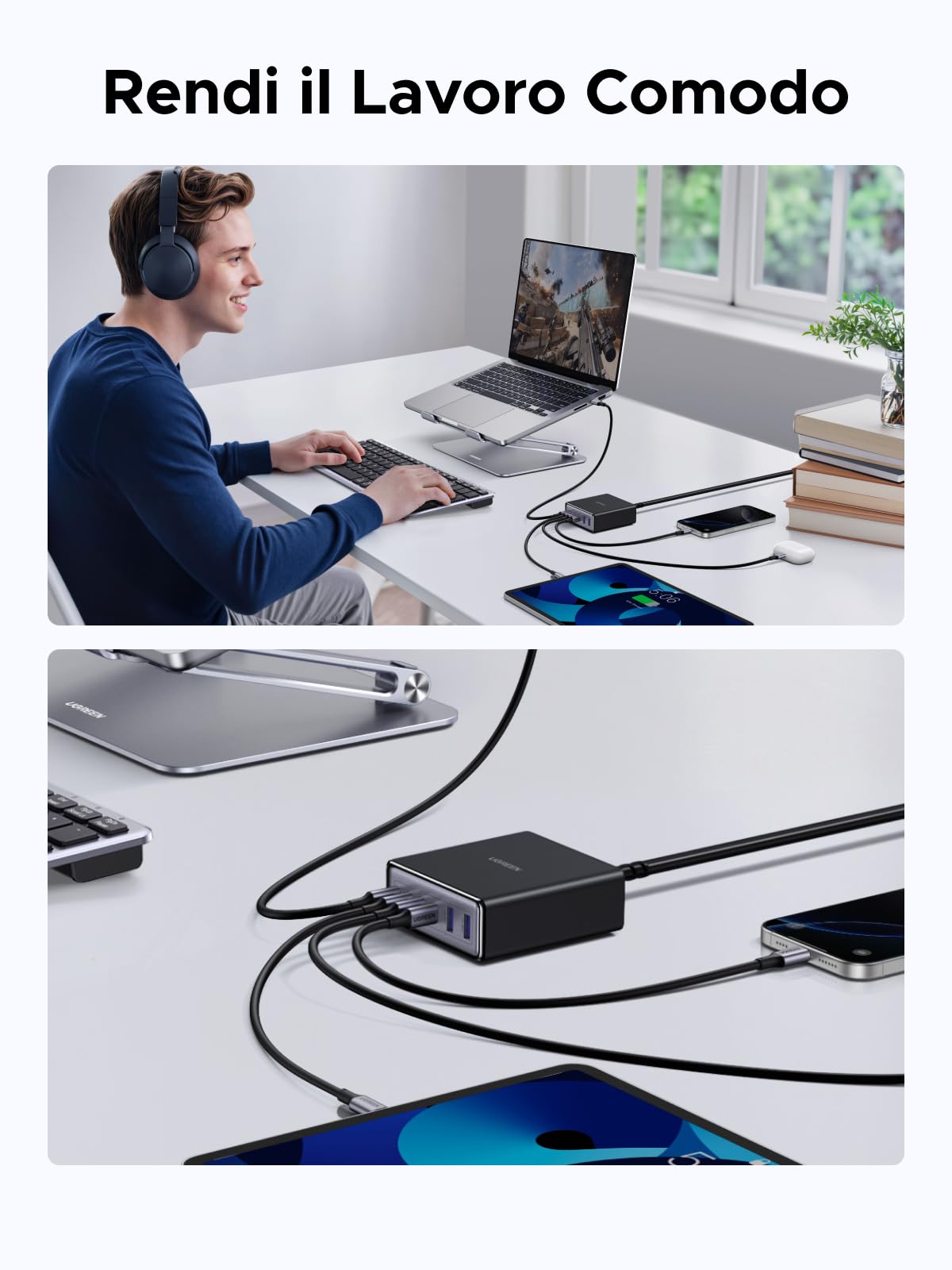 ugreen-zapix-stazione-di-ricarica-gan-100w-6-porte-usb-c-usb-a image 8