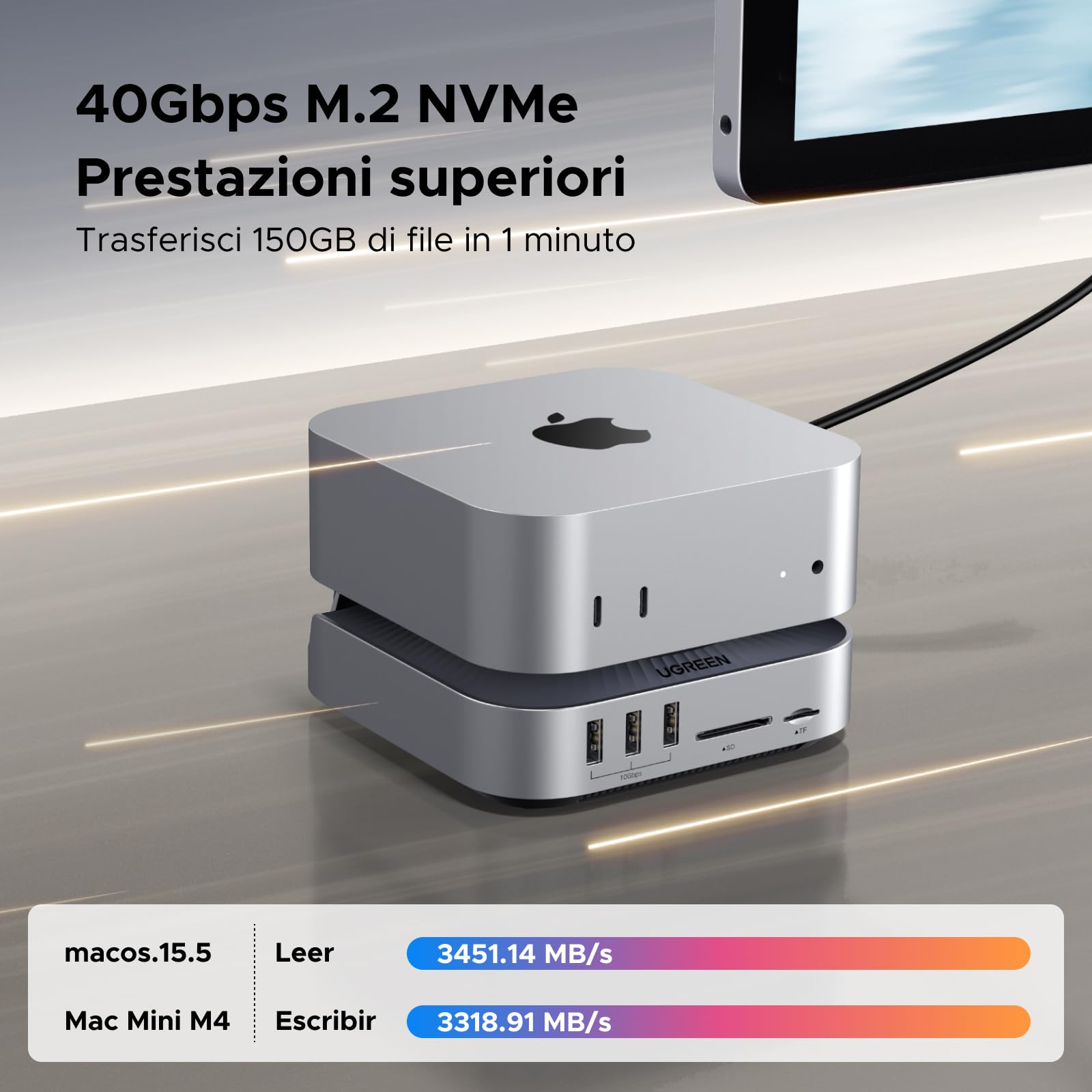 ugreen-docking-station-usb4-40gbps-per-mac-mini-m4-m4-pro-con-case-ssd-m-2-nvme- image 3