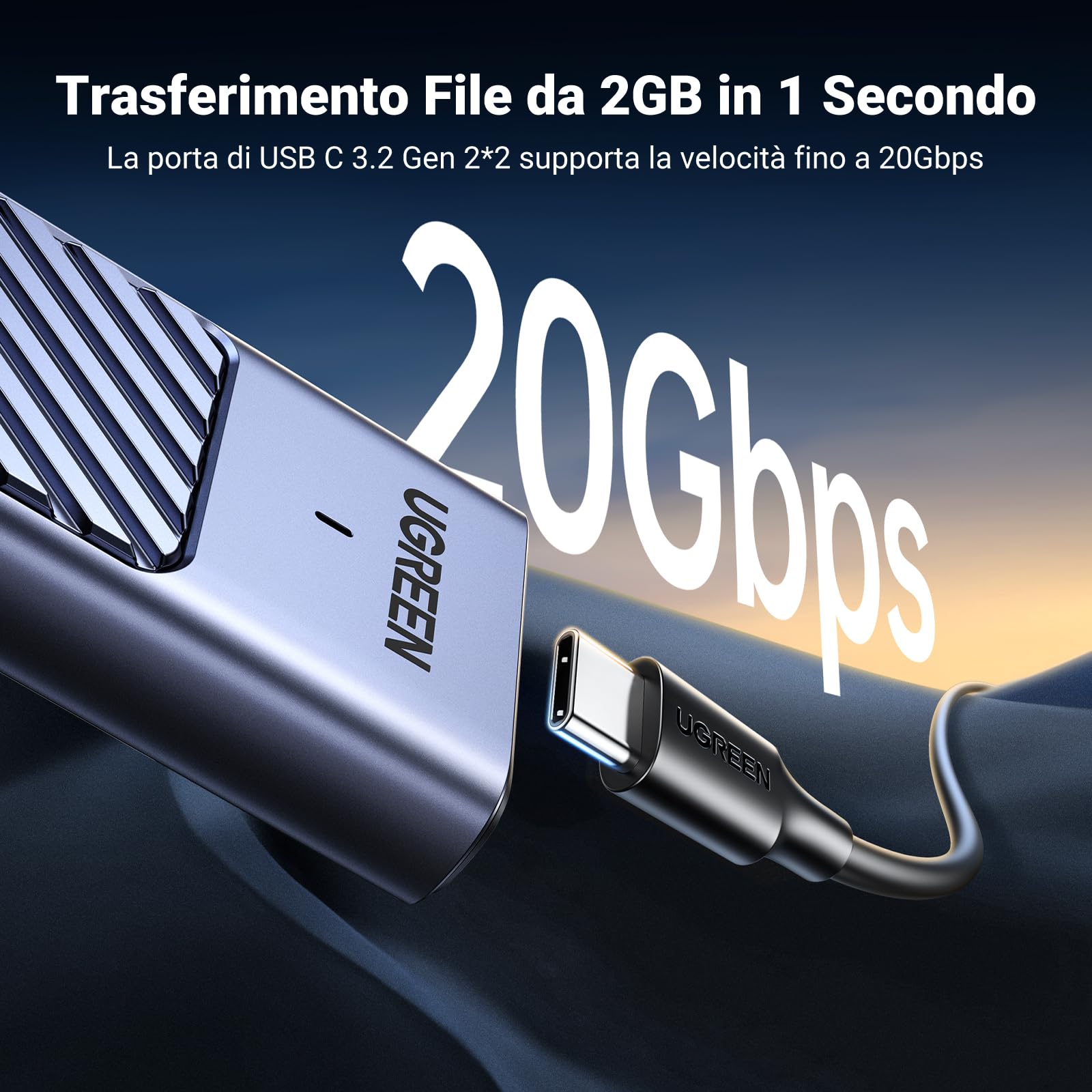 ugreen-case-ssd-m-2-nvme-sata-20gbps-usb-c-3-2-gen-2x2-per-2230-2242-2260-2280-f image 2