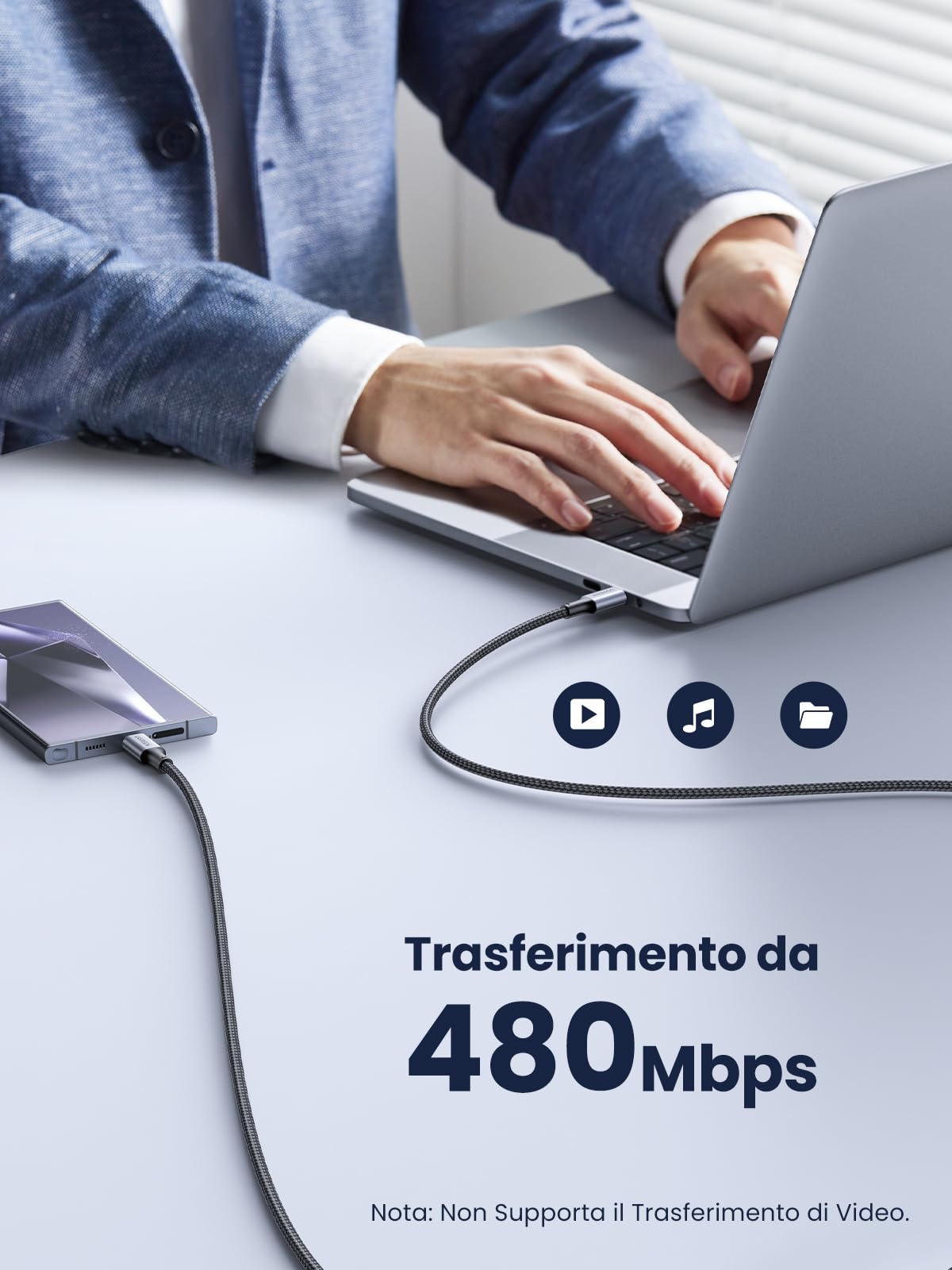 ugreen-cavo-usb-c-a-usb-c-100w-5a-ricarica-rapida-nylon-2m-2-pezzi image 5