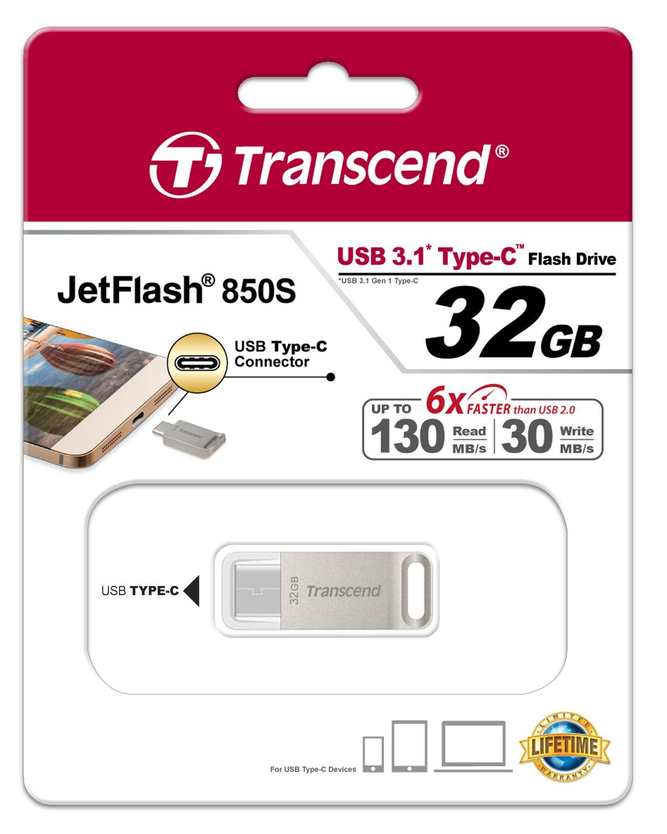 transcend-jetflash-850-chiavetta-usb-c-32gb-usb-3-1-gen-1 image 4