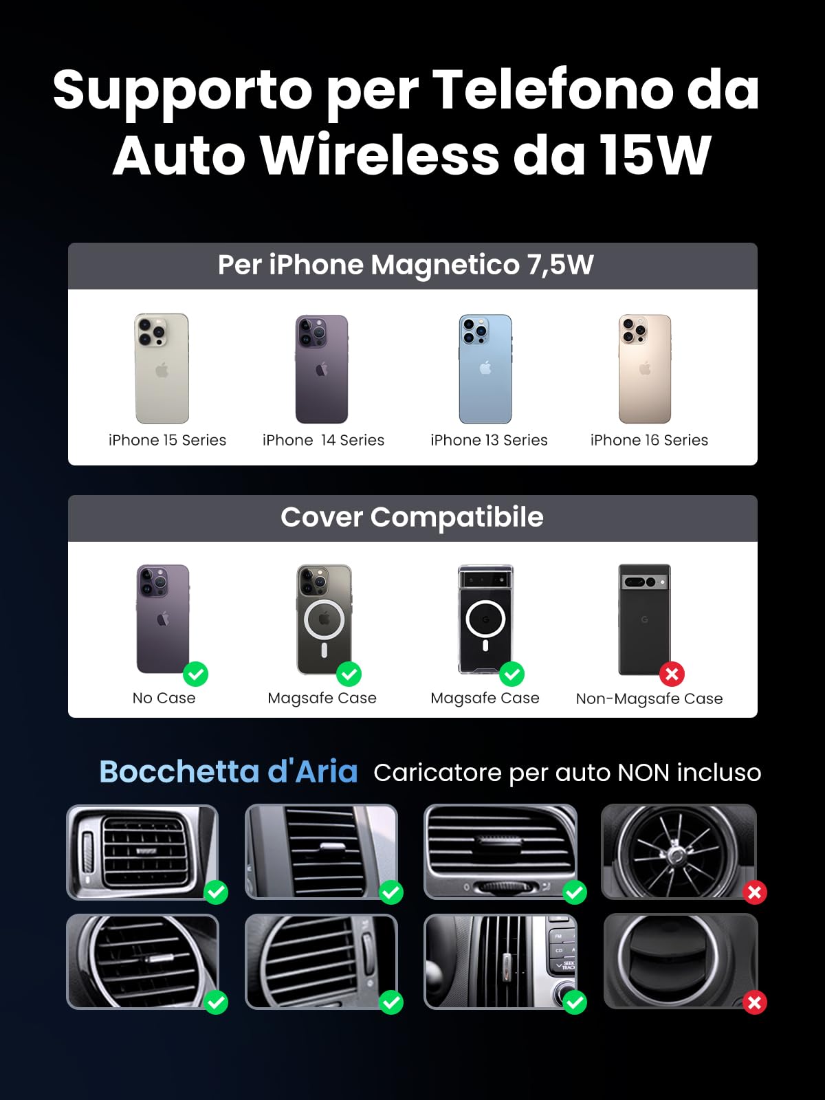 ugreen-supporto-auto-magnetico-2in1-con-ricarica-wireless-15w image 3