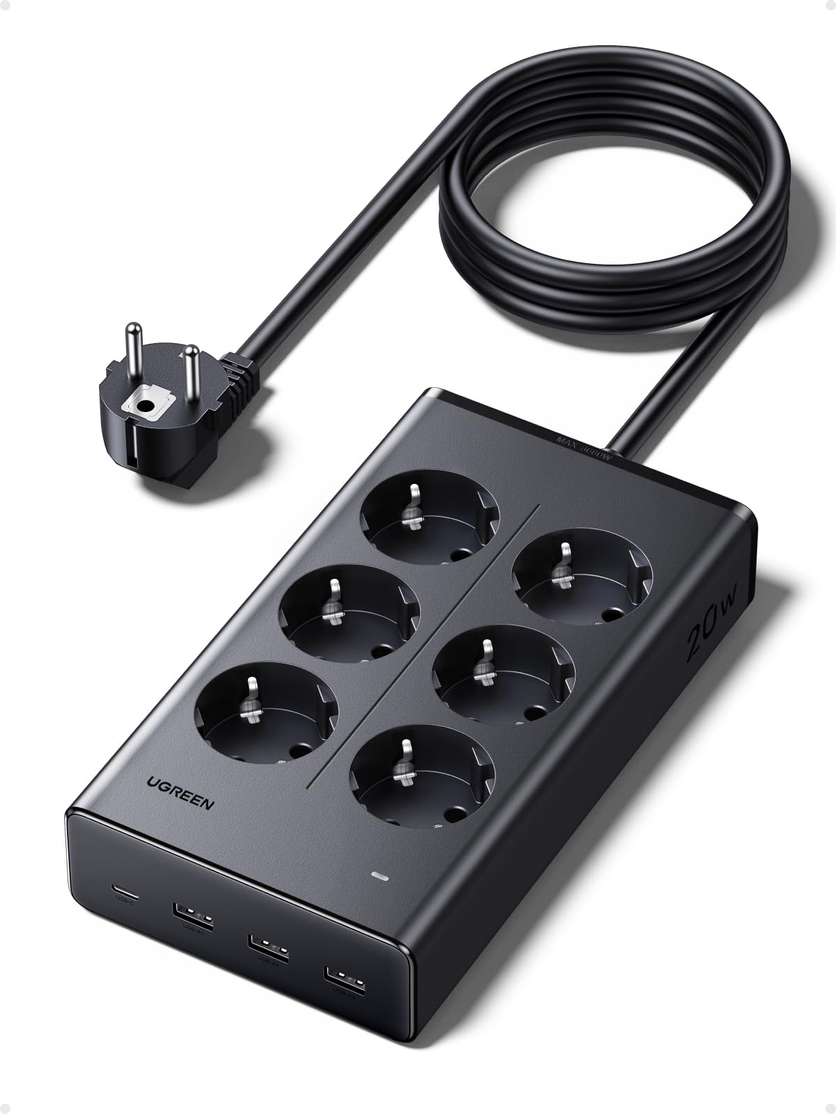 ugreen-ciabatta-multipresa-10-in-1-3680w-6-prese-ac-pd-20w-usb-c image 1