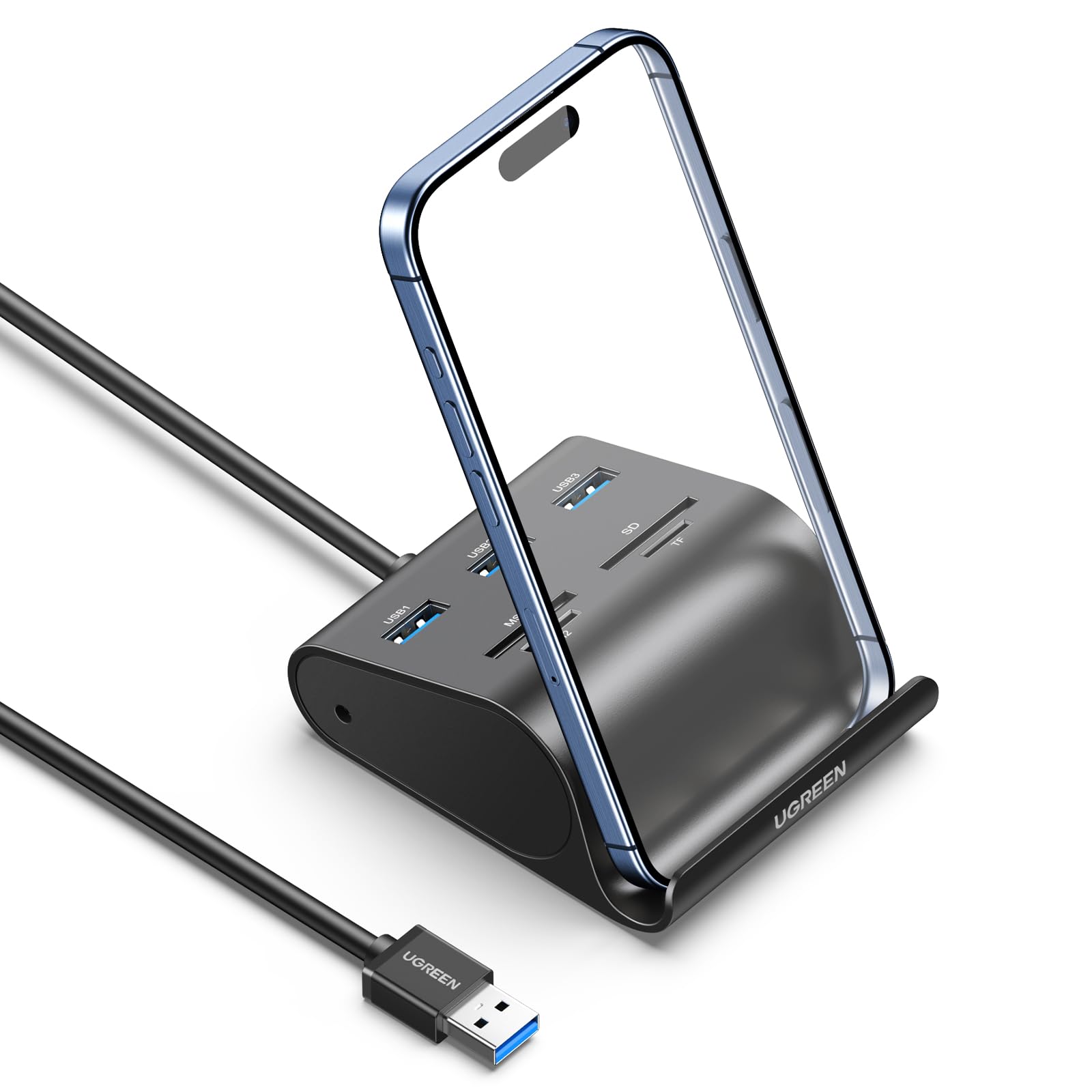 ugreen-hub-usb-3-0-con-lettore-schede-sd-tf-ms-m2-e-cavo-1-metro image 1
