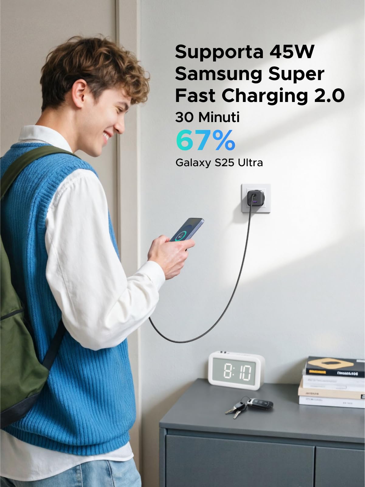 ugreen-zapix-caricatore-usb-c-45w-gan-3-porte-con-sfc-2-0-pps image 4