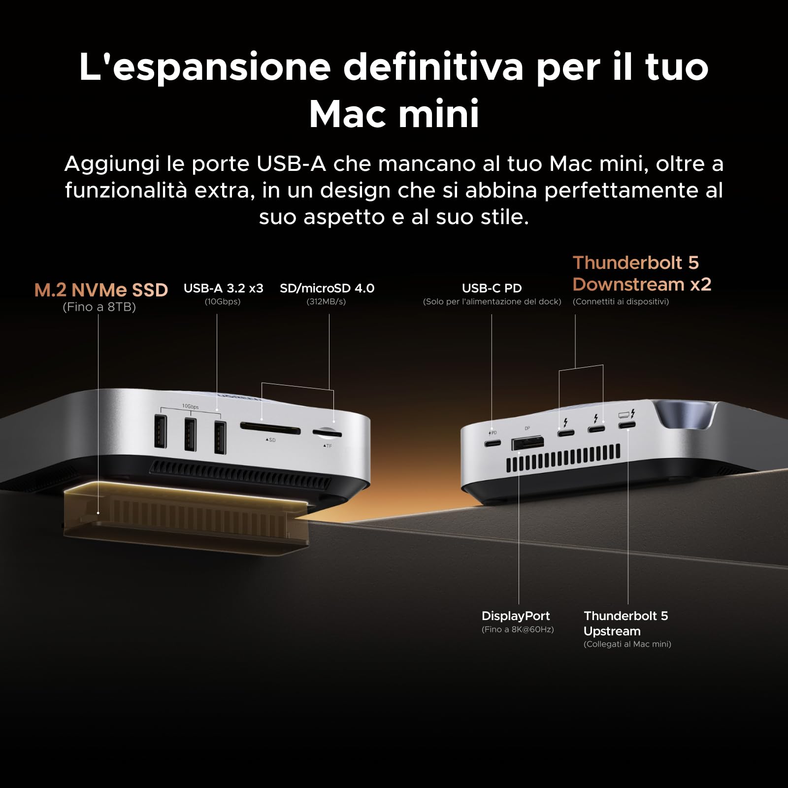 ugreen-maxidok-thunderbolt-5-docking-station-usb-c-10-in-1-per-mac-mini-m4-m4-pr image 2