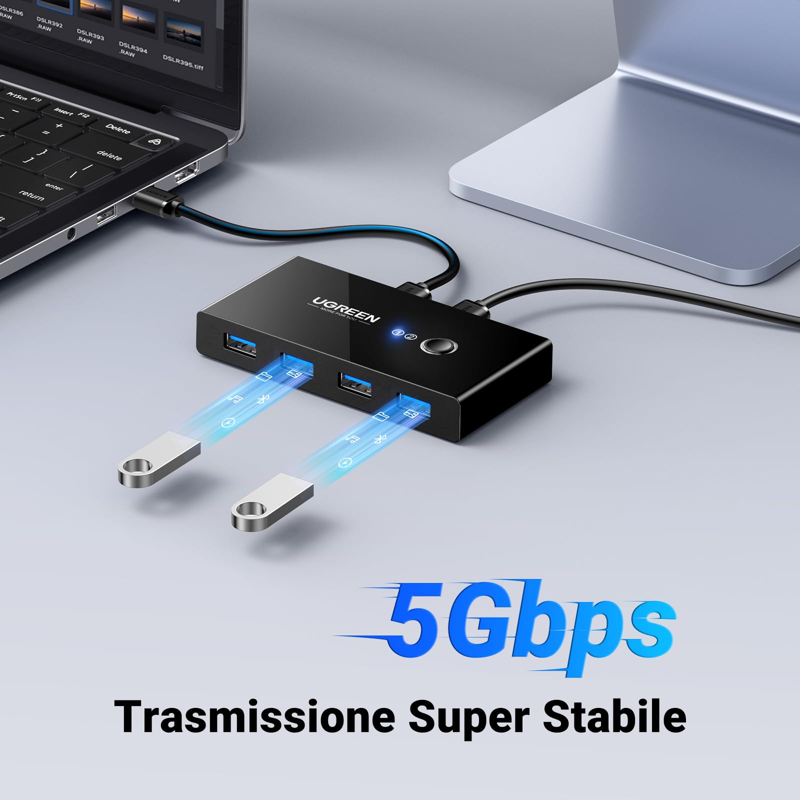 ugreen-switch-usb-3-0-4-porte-2-ingressi-4-uscite-selettore image 3