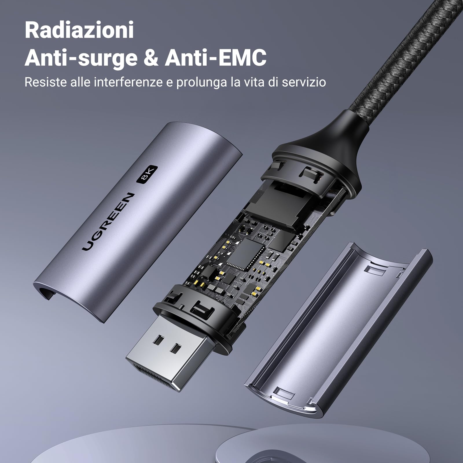 ugreen-cavo-usb-c-a-displayport-1-4-8k-60hz-1m-nylon-thunderbolt-4 image 7