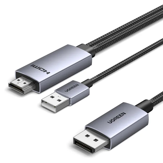 ugreen-cavo-hdmi-a-displayport-4k-60hz-2m-con-alimentazione-usb-a image 1