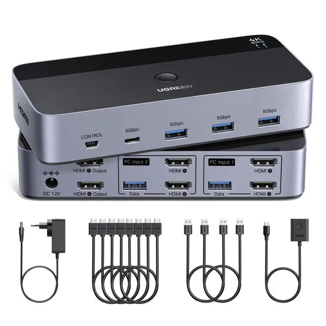 ugreen-switch-kvm-hdmi-2-0-2-ingressi-2-uscite-4k-60hz-con-4-porte-usb-5gbps image 1