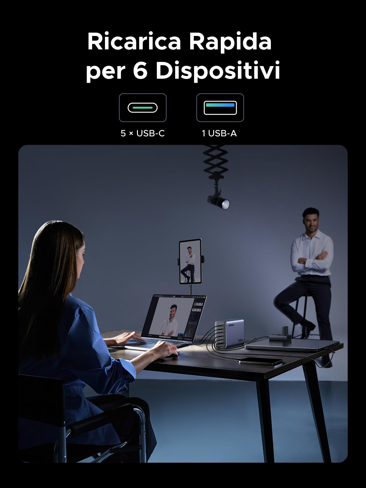 ugreen-nexode-stazione-di-ricarica-500w-gan-6-porte-usb-c-pd-3-1-fino-a-240w image 5
