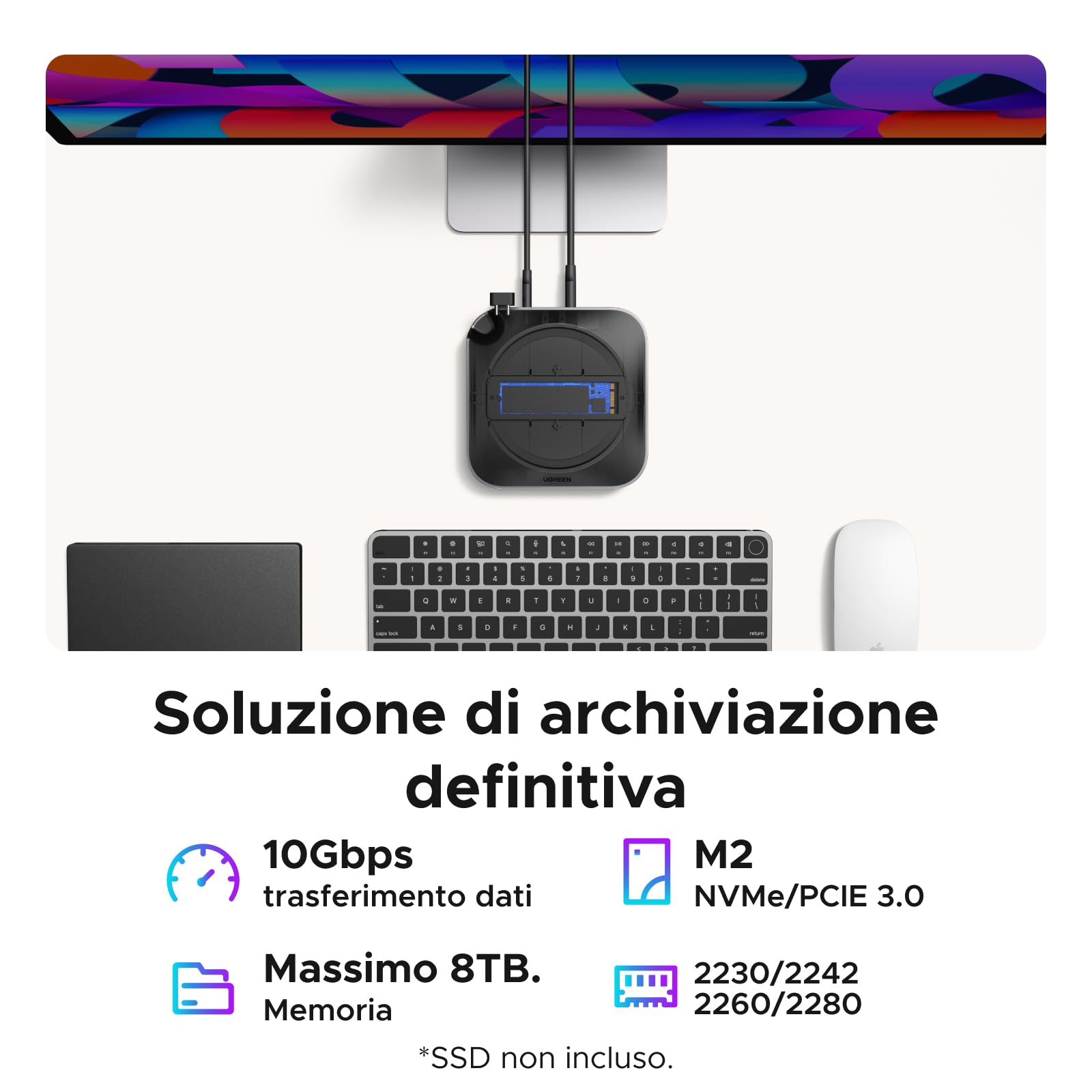 ugreen-docking-station-hub-usb-c-10-in-1-con-alloggio-ssd-per-mac-mini-m4 image 4