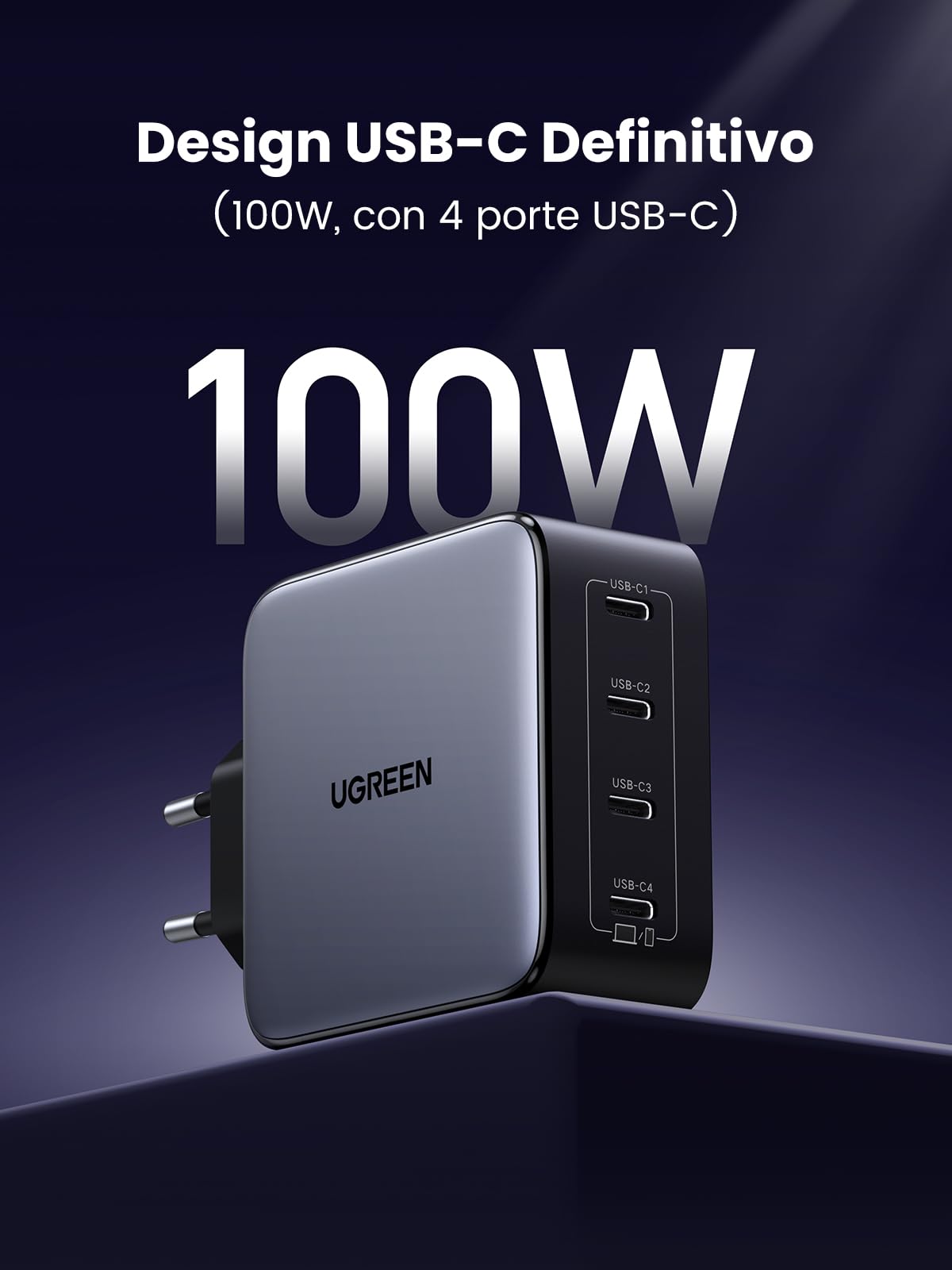ugreen-nexode-100w-caricatore-usb-c-gan-4-porte-type-c-pd-3-0 image 2