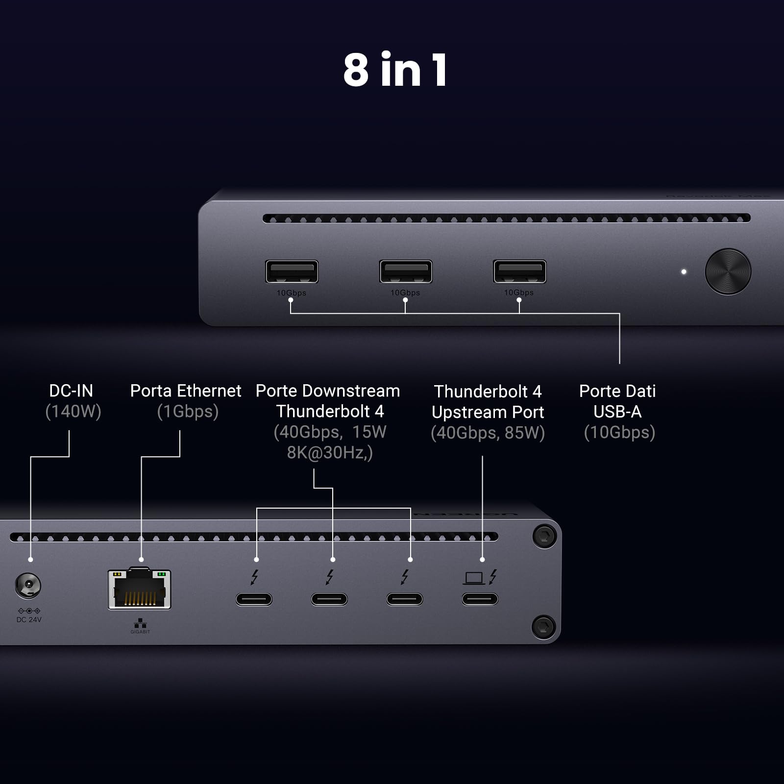 ugreen-revodok-max-208-docking-station-thunderbolt-4-8-in-1-doppio-4k-60hz-85w image 2