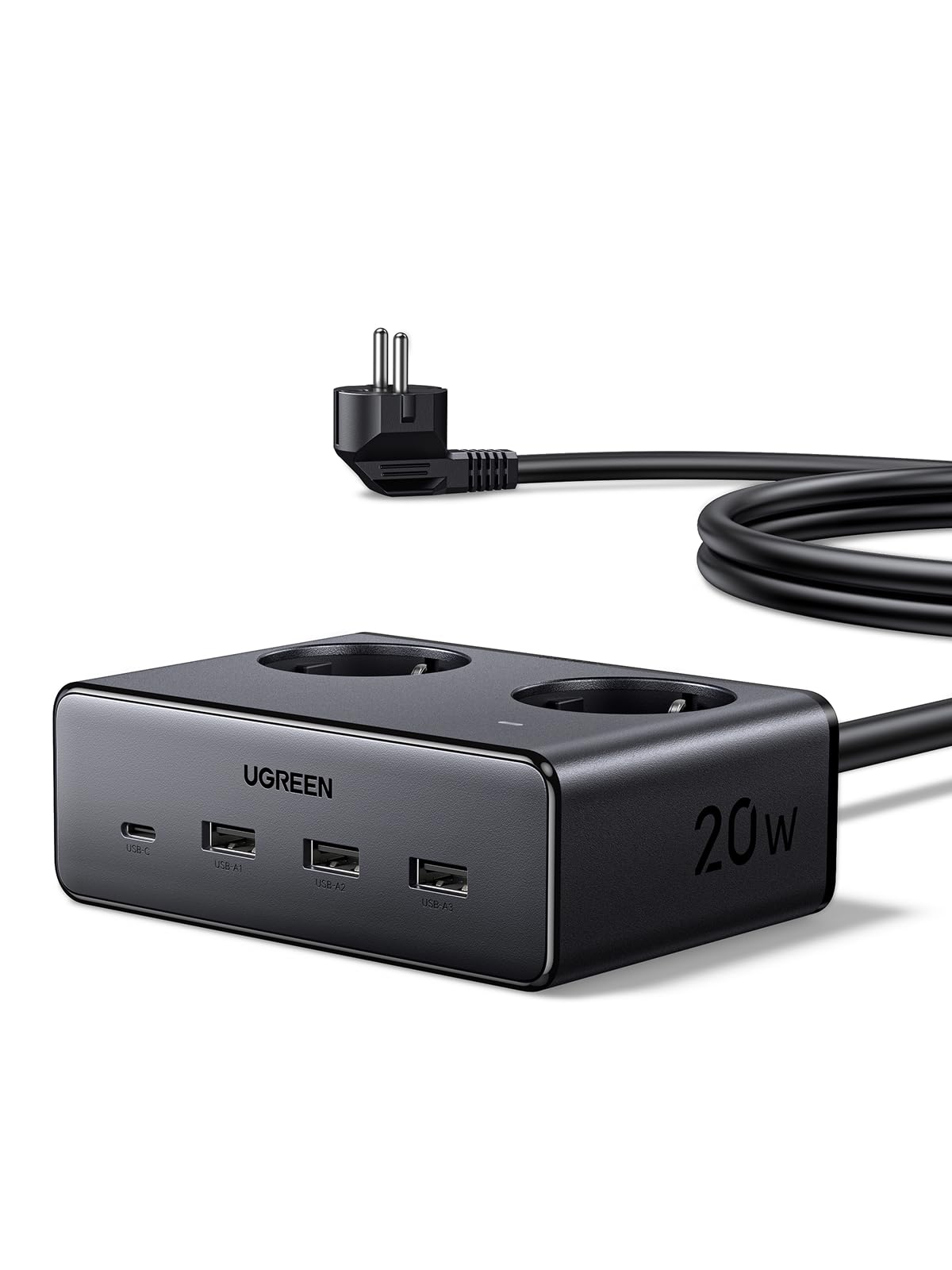 ugreen-ciabatta-multipresa-6-in-1-3680w-con-2-prese-ac-4-usb-pd-20w-cavo-1-5m image 1