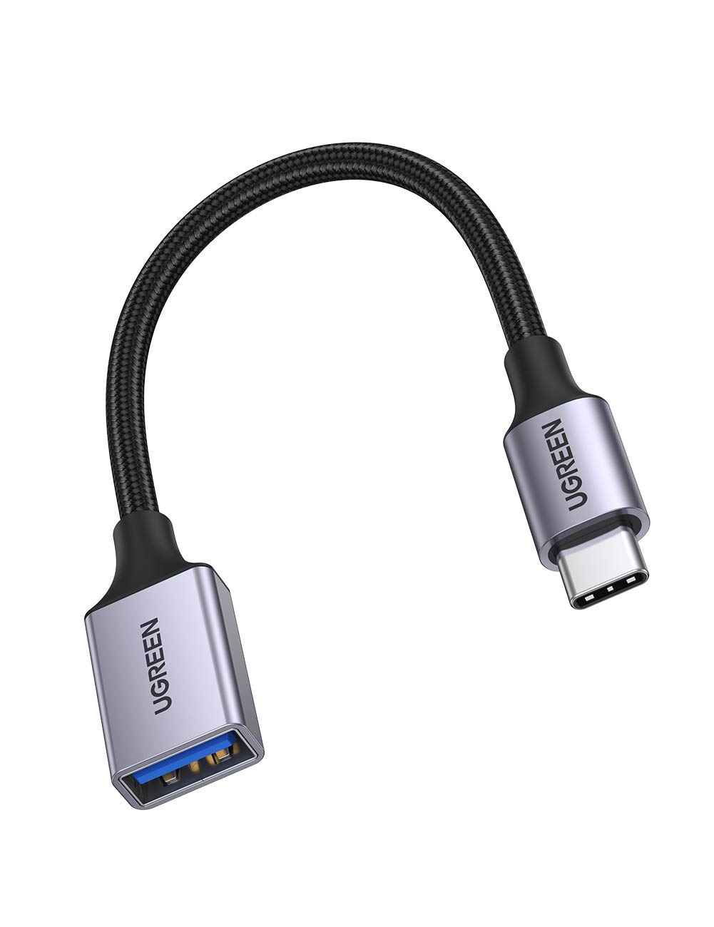 ugreen-adattatore-otg-usb-c-maschio-a-usb-3-0-femmina-5gbps-nylon-grigio image 1