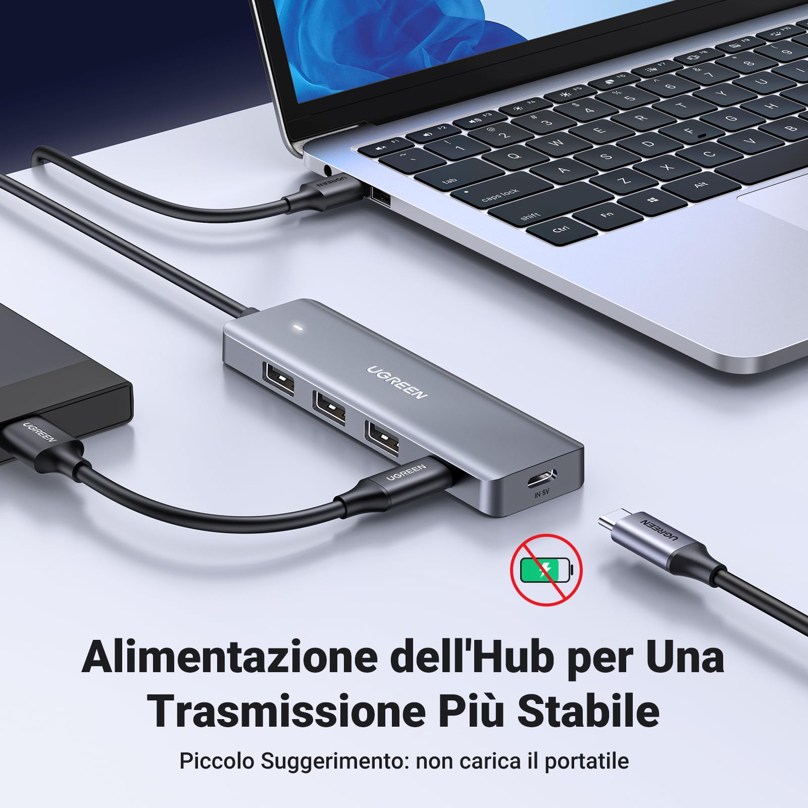 ugreen-hub-usb-3-0-4-porte-5gbps-con-cavo-60cm image 4
