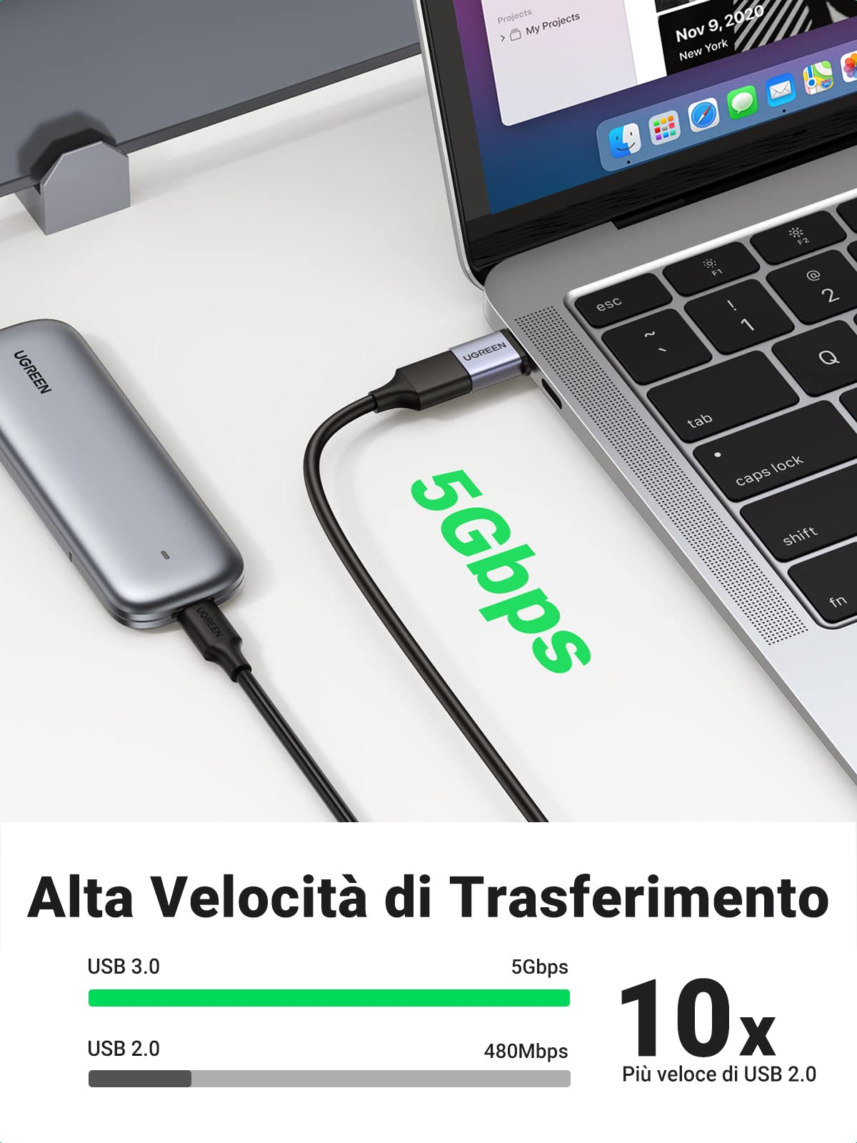 ugreen-adattatore-usb-c-maschio-a-usb-a-3-0-femmina-otg-5gbps-2-pezzi image 2