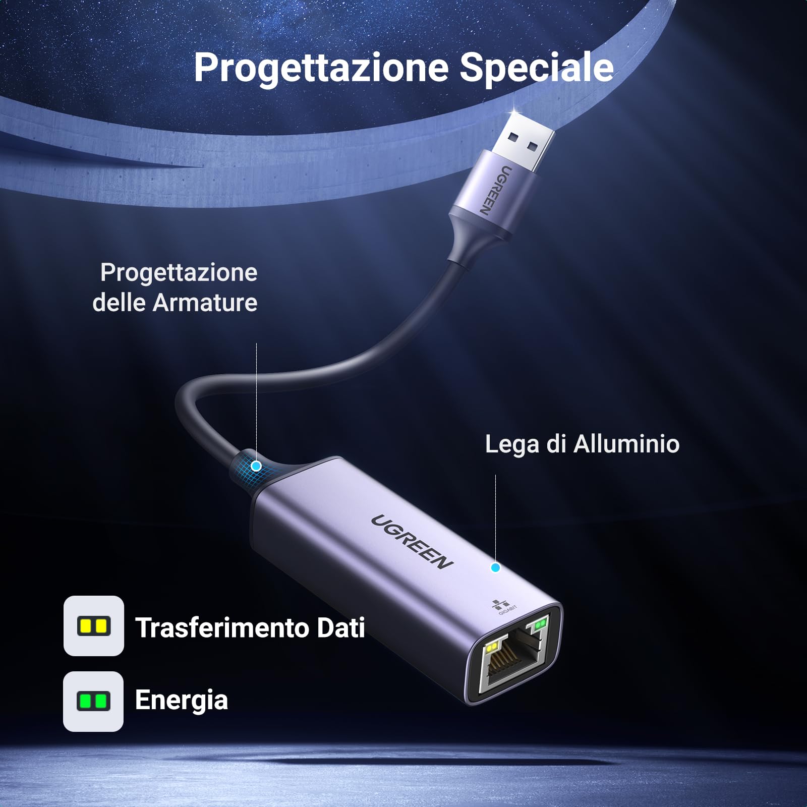 ugreen-adattatore-ethernet-usb-3-0-a-gigabit-rj45-1000mbps-in-alluminio-grigio image 5