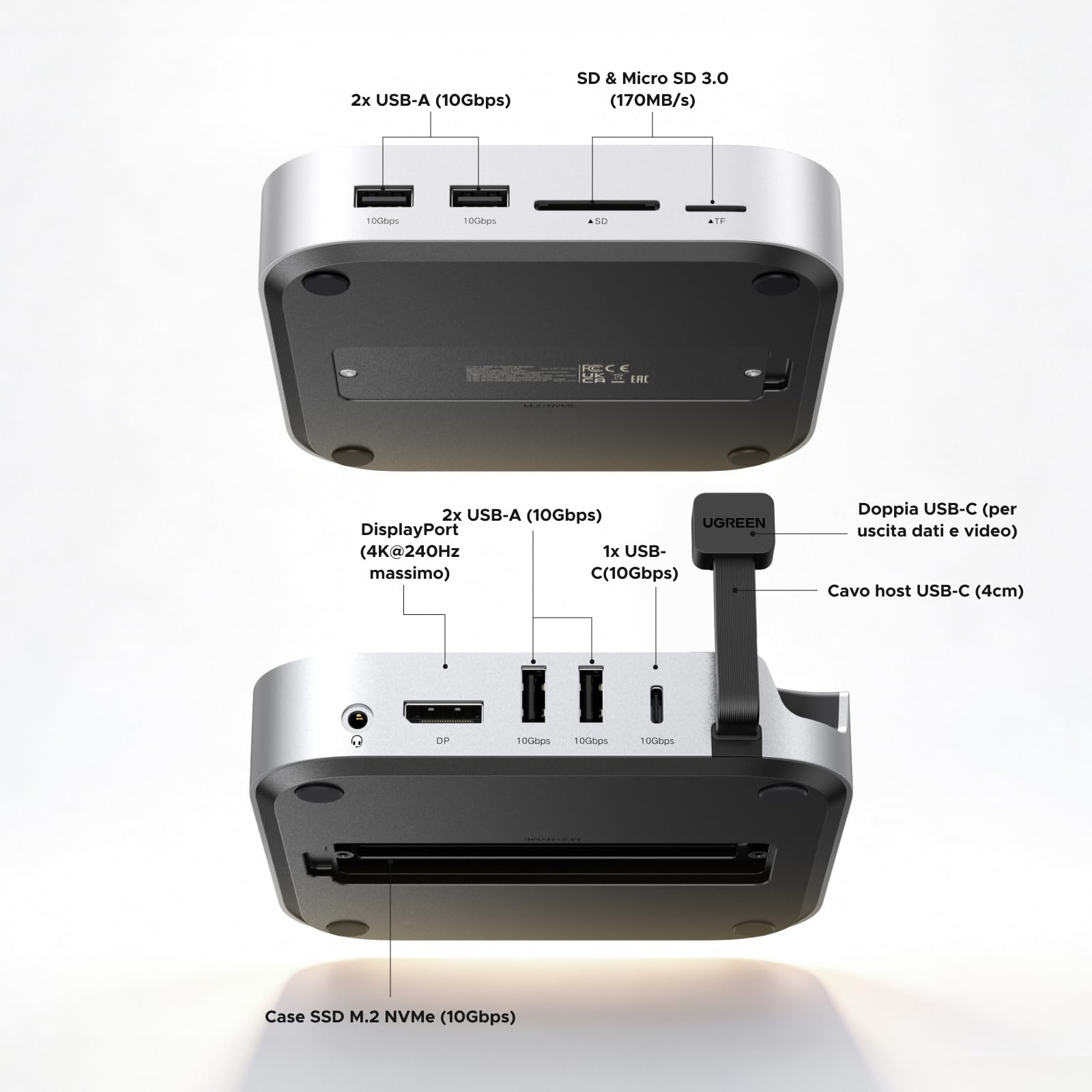 ugreen-docking-station-hub-usb-c-10-in-1-con-alloggio-ssd-per-mac-mini-m4 image 2