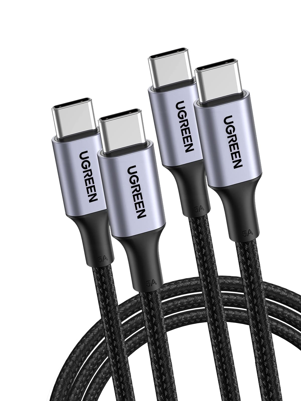 ugreen-cavo-usb-c-a-usb-c-100w-5a-ricarica-rapida-nylon-2m-2-pezzi image 1