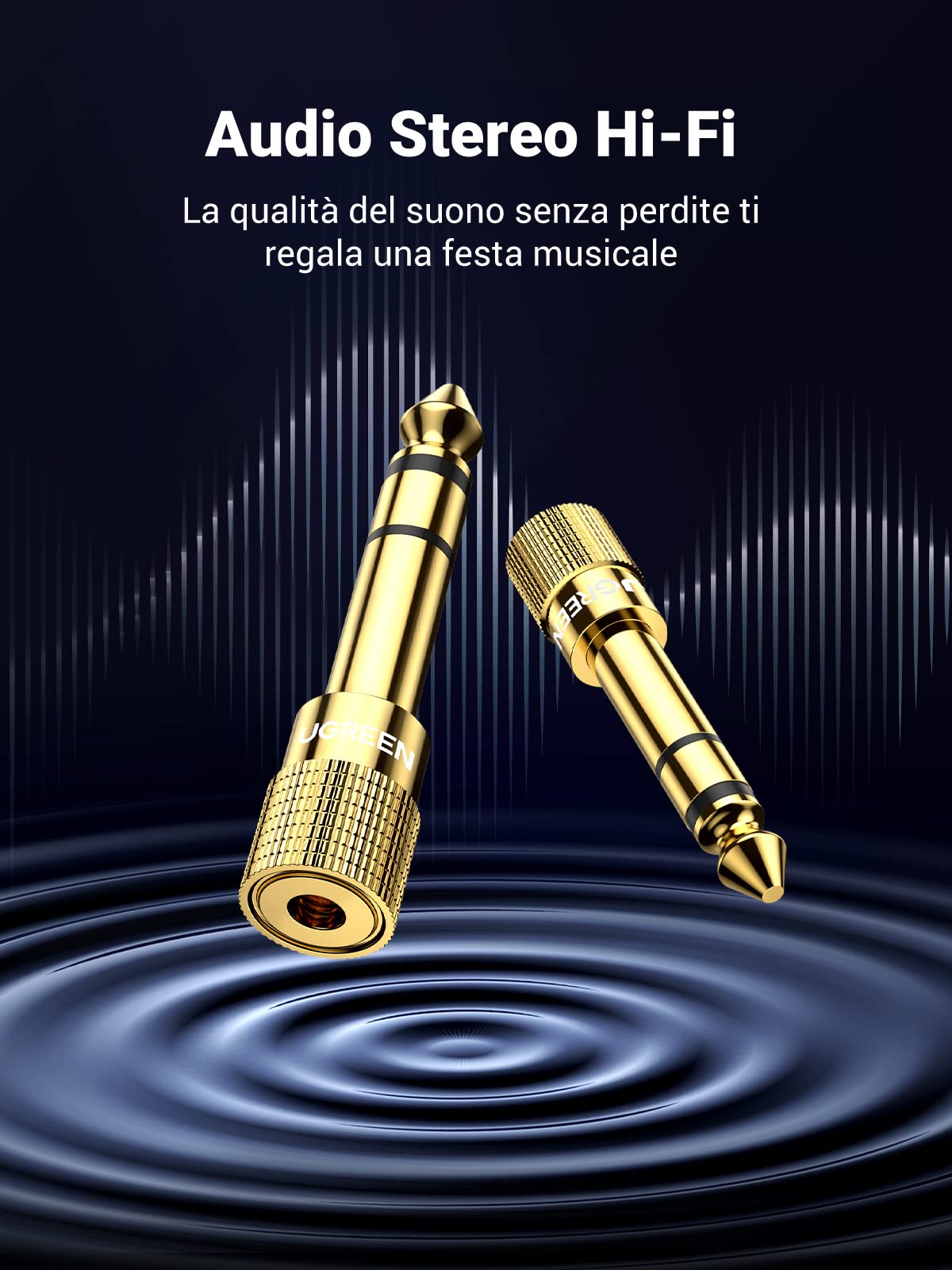 ugreen-adattatore-audio-jack-3-5mm-femmina-a-6-3mm-maschio-2-pack image 2