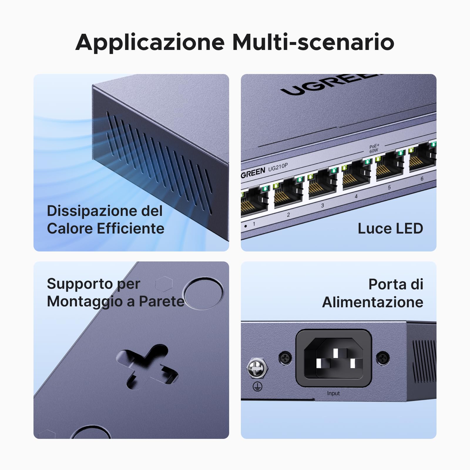 ugreen-switch-ethernet-gigabit-10-porte-con-8-poe-60w-2-uplink image 6