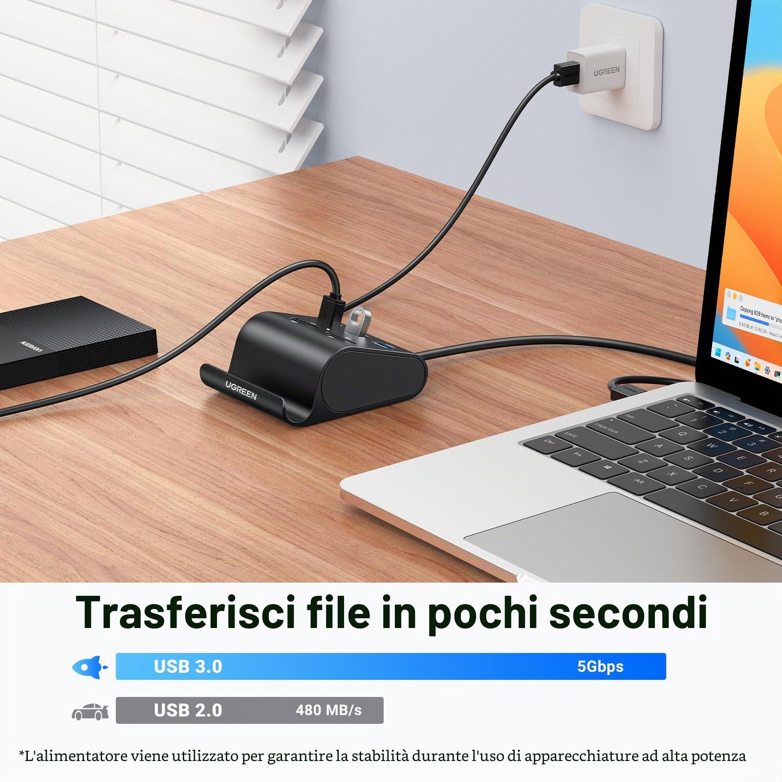 ugreen-hub-usb-3-0-con-lettore-schede-sd-tf-ms-m2-e-cavo-1-metro image 4