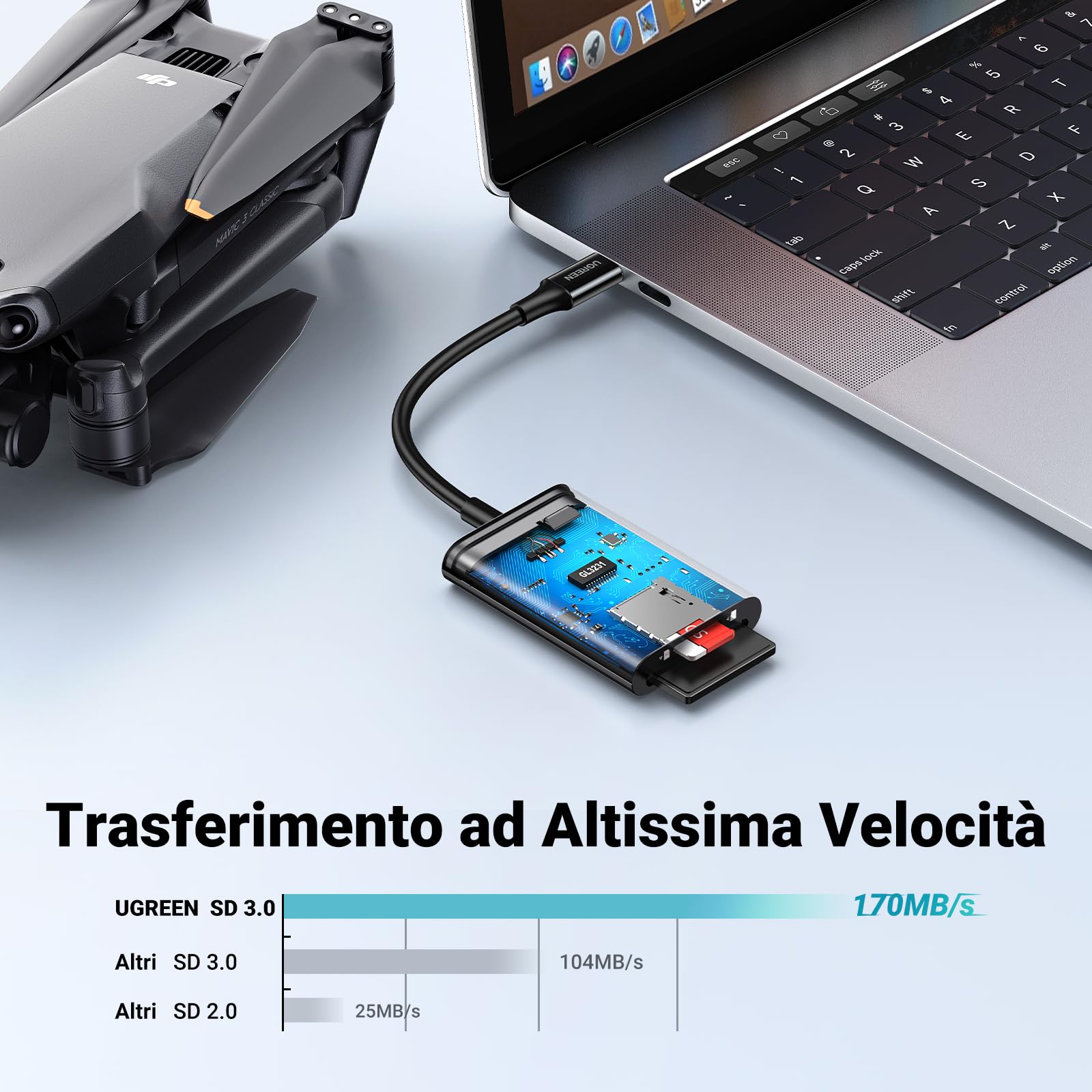 ugreen-lettore-di-schede-sd-tf-usb-c-doppio-slot-usb-3-0-nero image 2