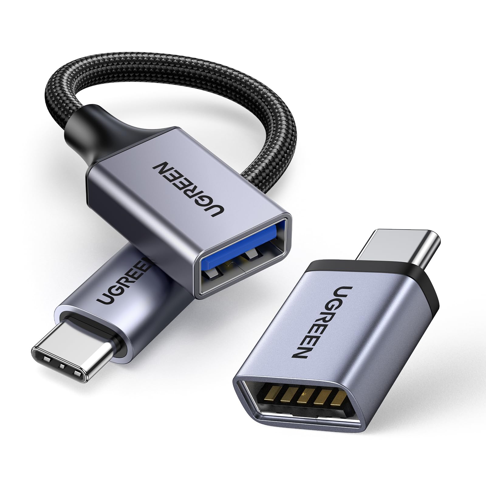 ugreen-adattatore-usb-c-a-usb-a-3-0-5gbps-alluminio-2-pezzi-grigio image 1
