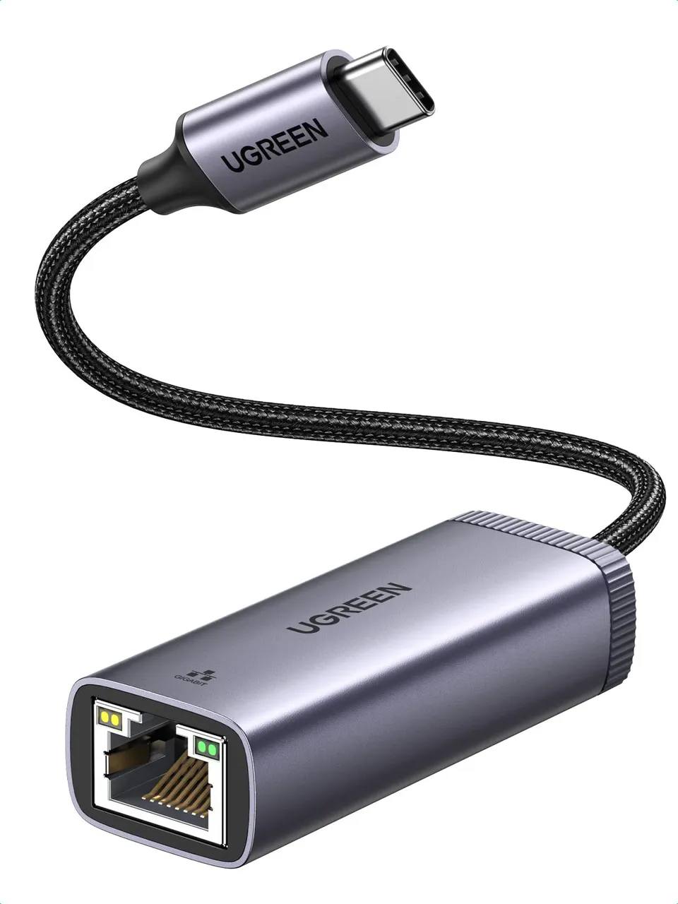 ugreen-adattatore-ethernet-usb-c-a-rj45-gigabit-1000mbps-nylon-alluminio image 1