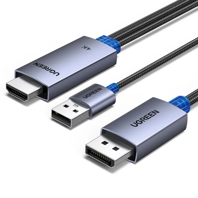 ugreen-cavo-hdmi-a-displayport-4k-60hz-2m-bidirezionale-con-usb-a image 1