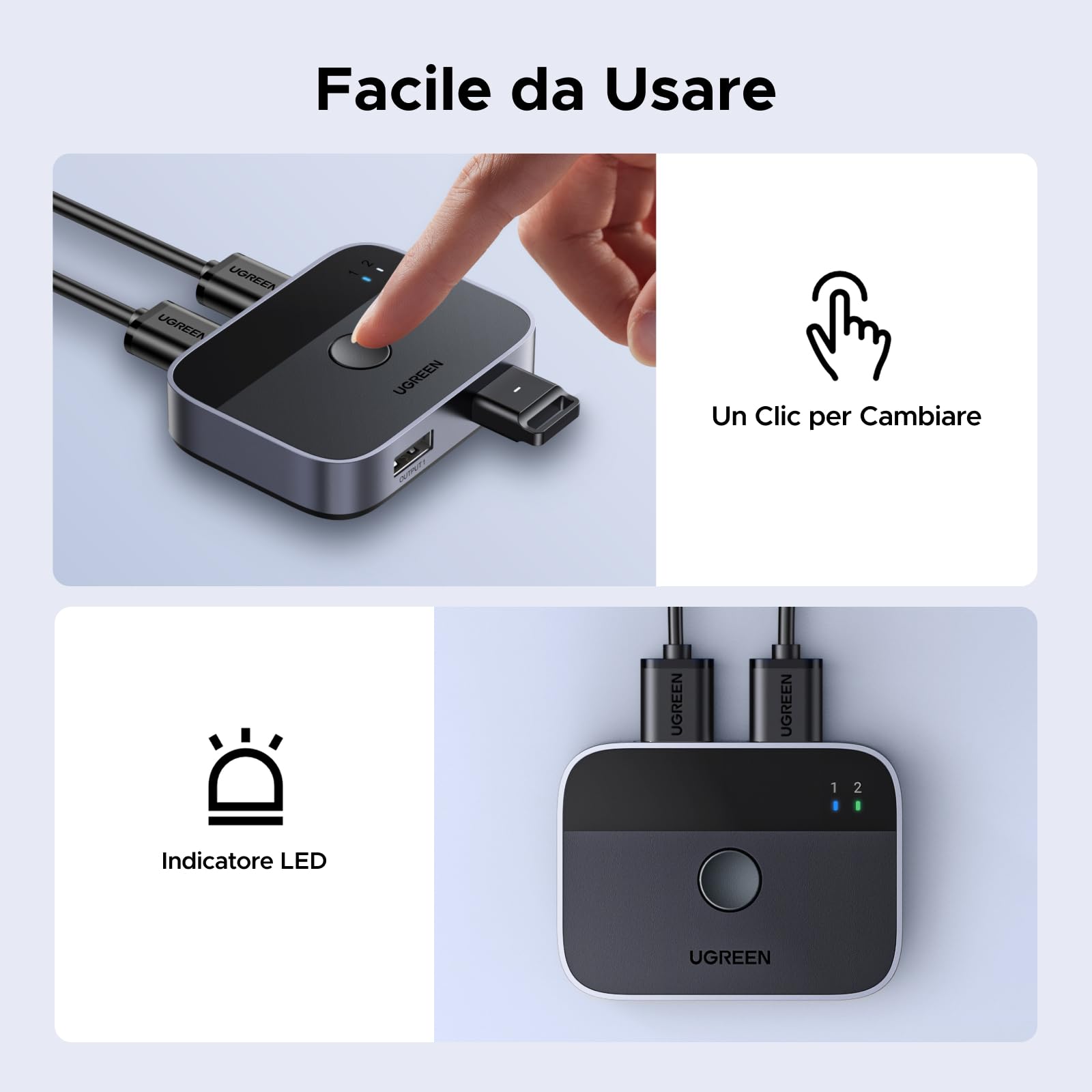 ugreen-switch-usb-3-0-kvm-2-ingressi-2-uscite-5gbps-in-alluminio-con-cavi image 5
