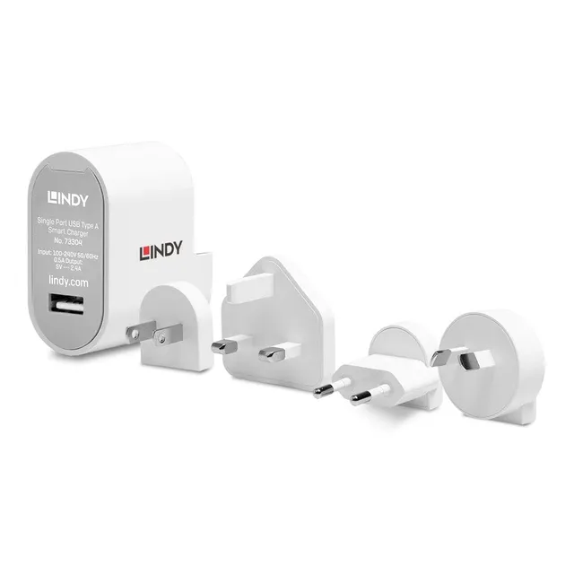 lindy-73304-caricatore-usb-tipo-a-12w-con-smart-ic-e-adattatori-mondiali image 1