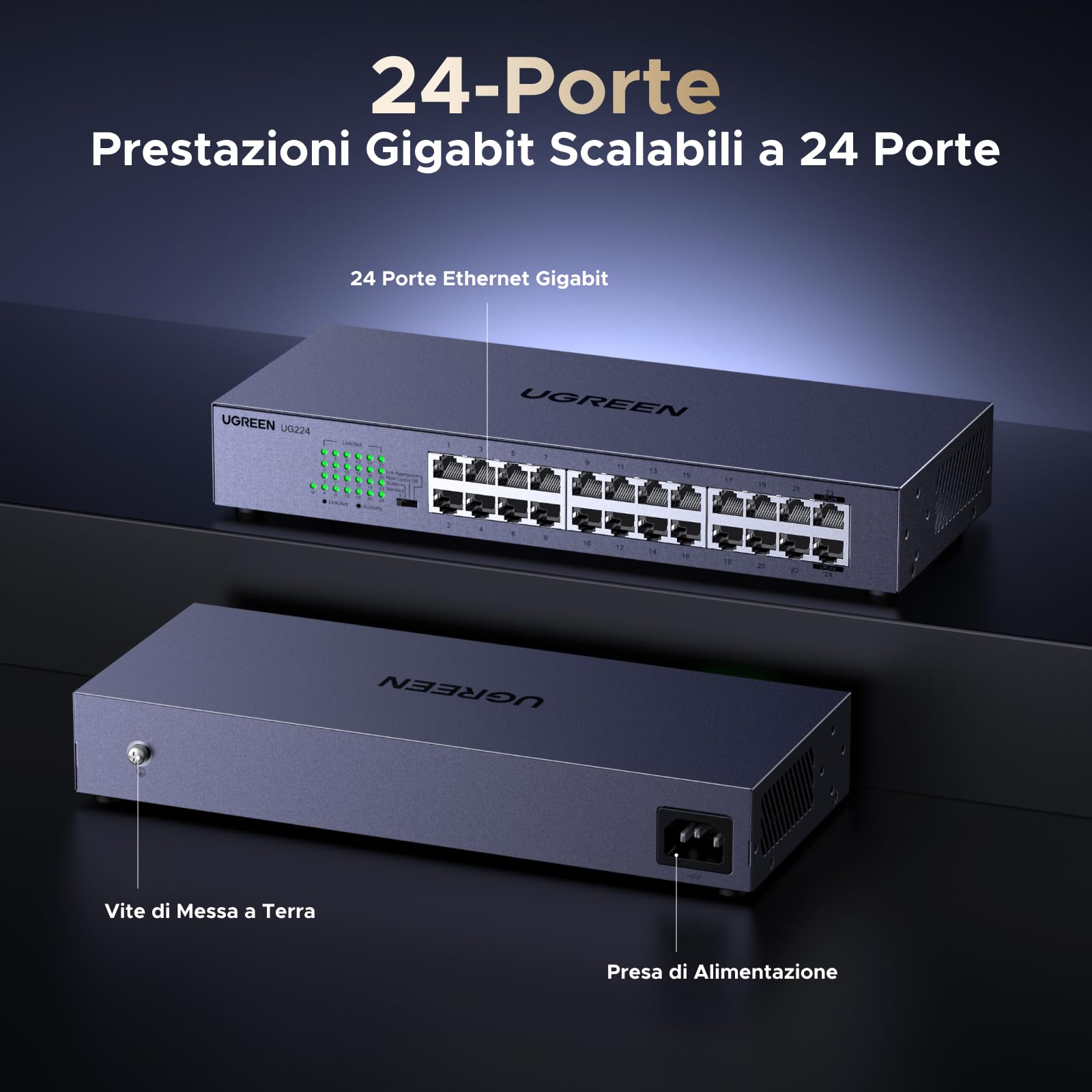 ugreen-switch-ethernet-gigabit-24-porte-1000mbps-desktop-parete image 2