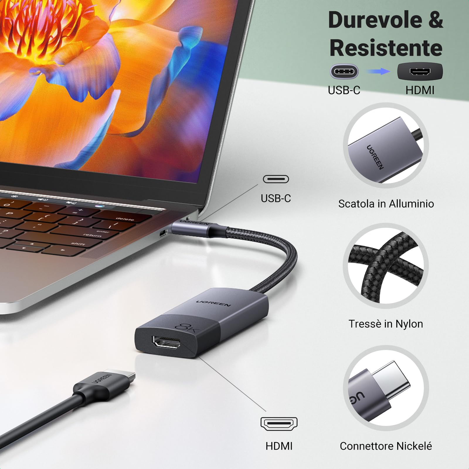 ugreen-adattatore-usb-c-a-hdmi-2-1-8k-60hz-4k-240hz-con-audio-48-gbps image 5