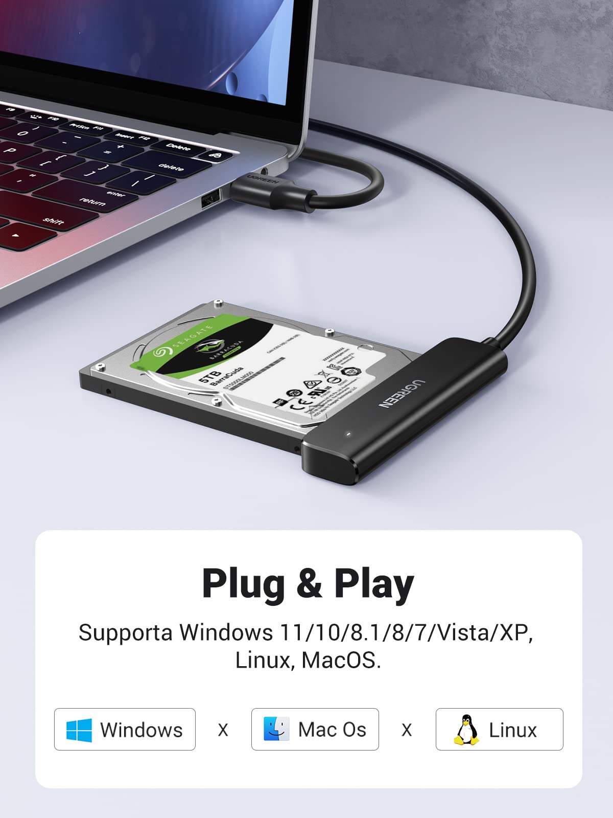 ugreen-adattatore-sata-usb-3-0-per-ssd-hdd-2-5-fino-a-6tb-5gbps image 4