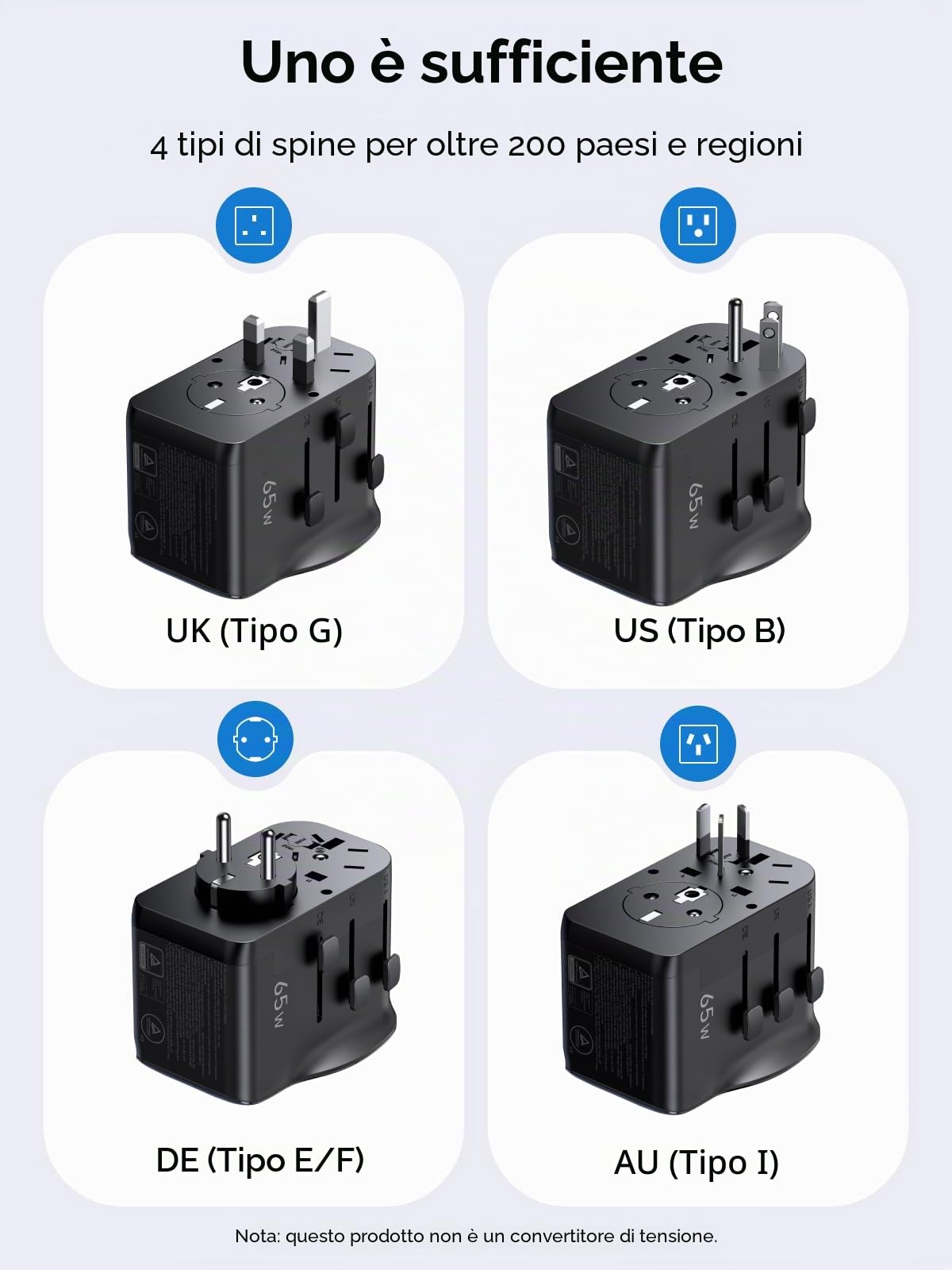 ugreen-adattatore-da-viaggio-universale-65w-gan-2-usb-c-usb-a image 2