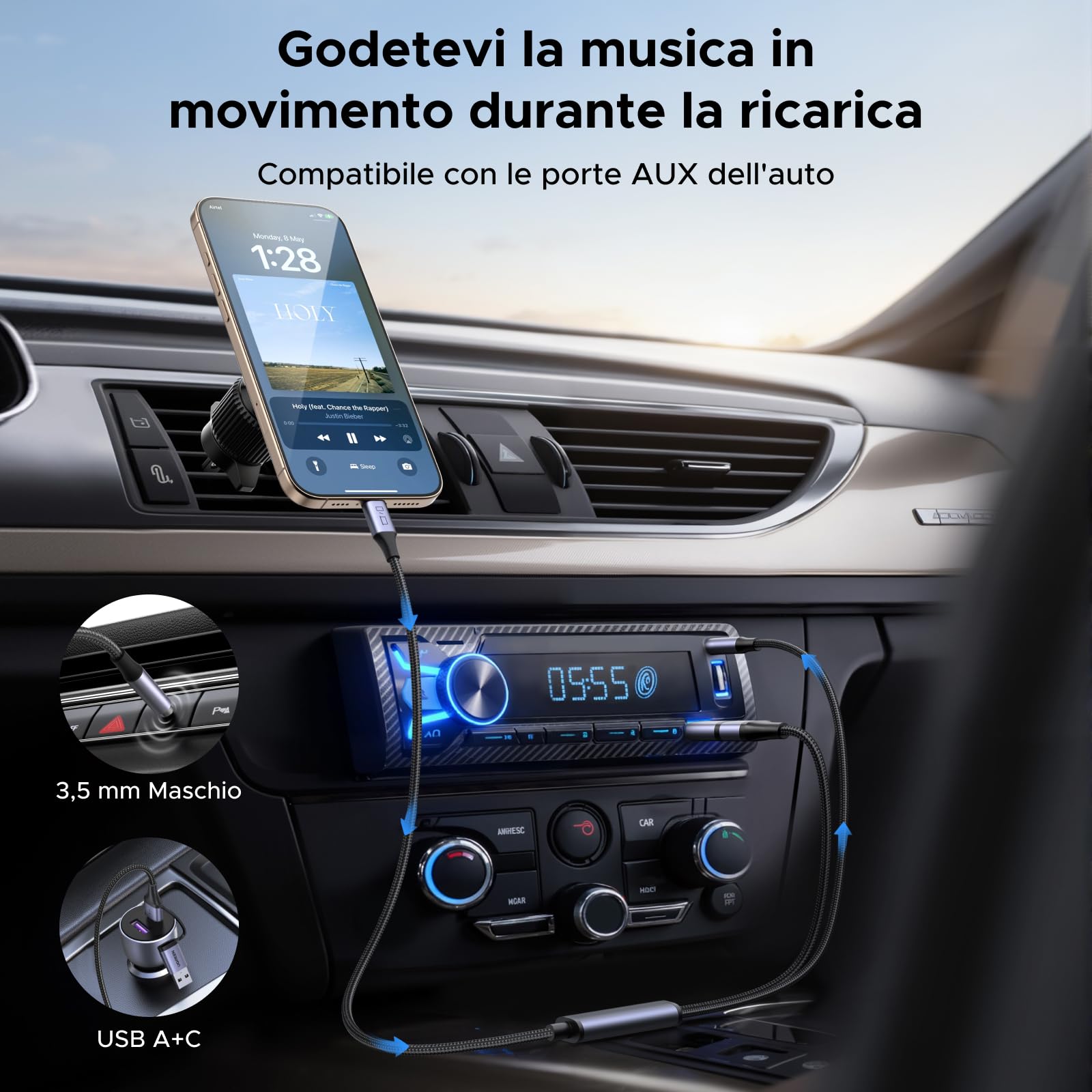 ugreen-cavo-adattatore-usb-c-a-jack-3-5mm-2-in-1-con-ricarica-pd-60w-1-5m image 6