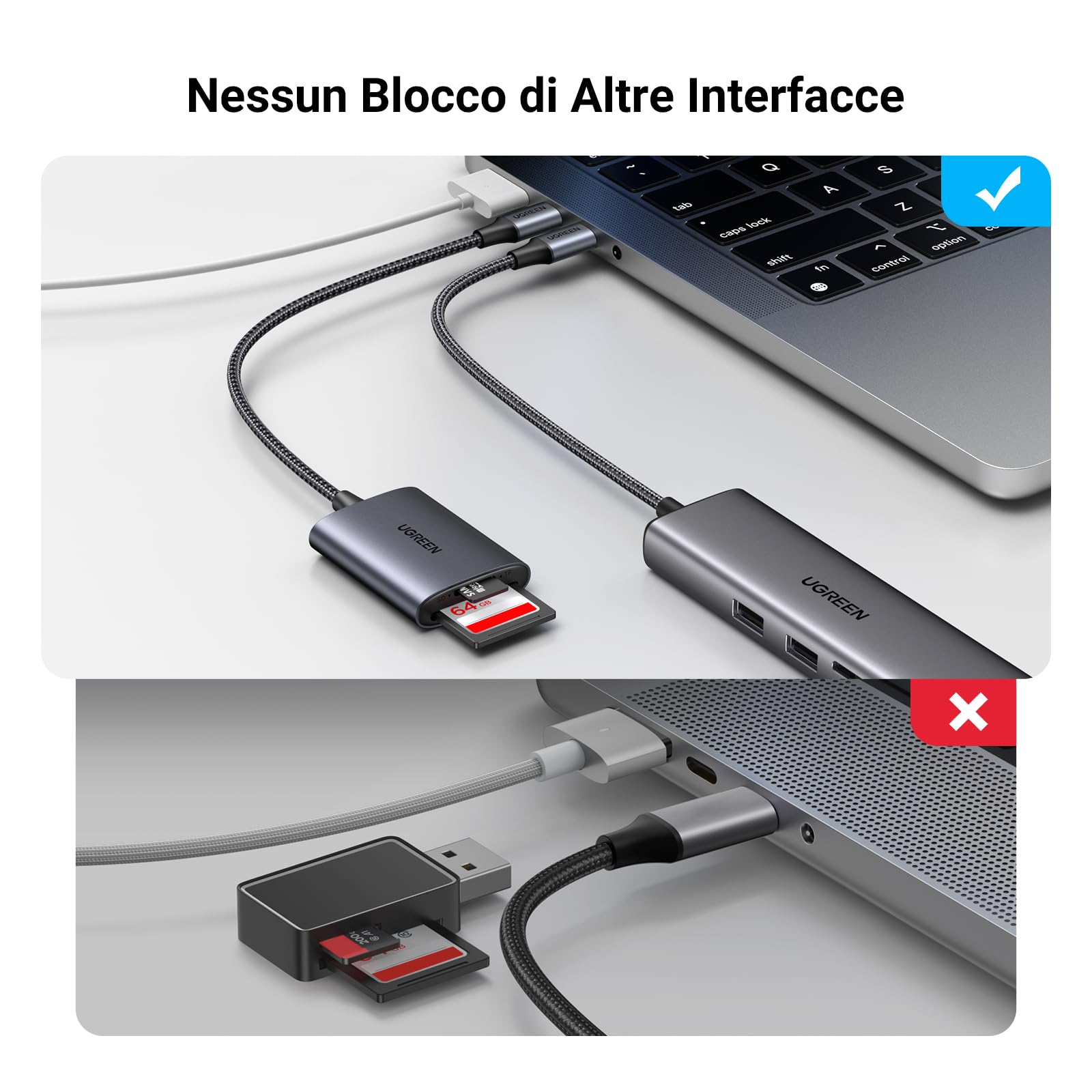 ugreen-lettore-di-schede-sd-usb-c-in-alluminio-sd-3-0-170mb-s-doppio-slot-sd-tf image 6