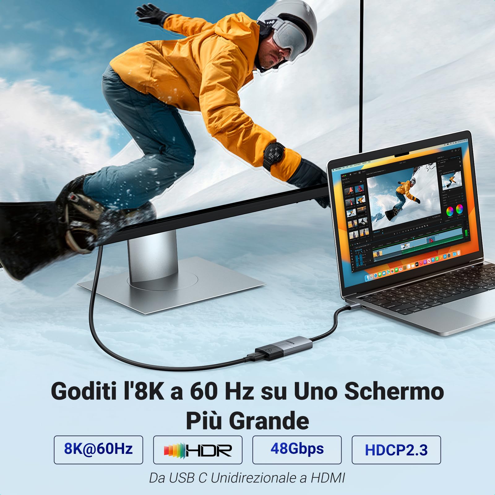 ugreen-adattatore-usb-c-a-hdmi-2-1-8k-60hz-4k-240hz-con-audio-48-gbps image 2