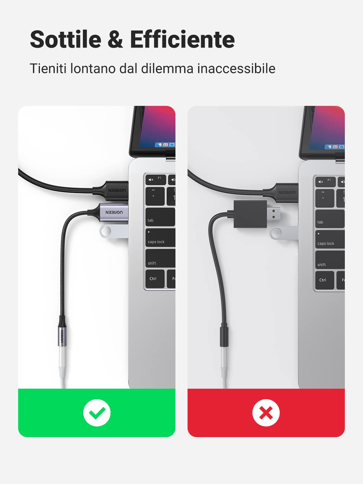 ugreen-adattatore-audio-usb-a-jack-3-5mm-25-cm-scheda-audio-esterna-24bit-96khz- image 3