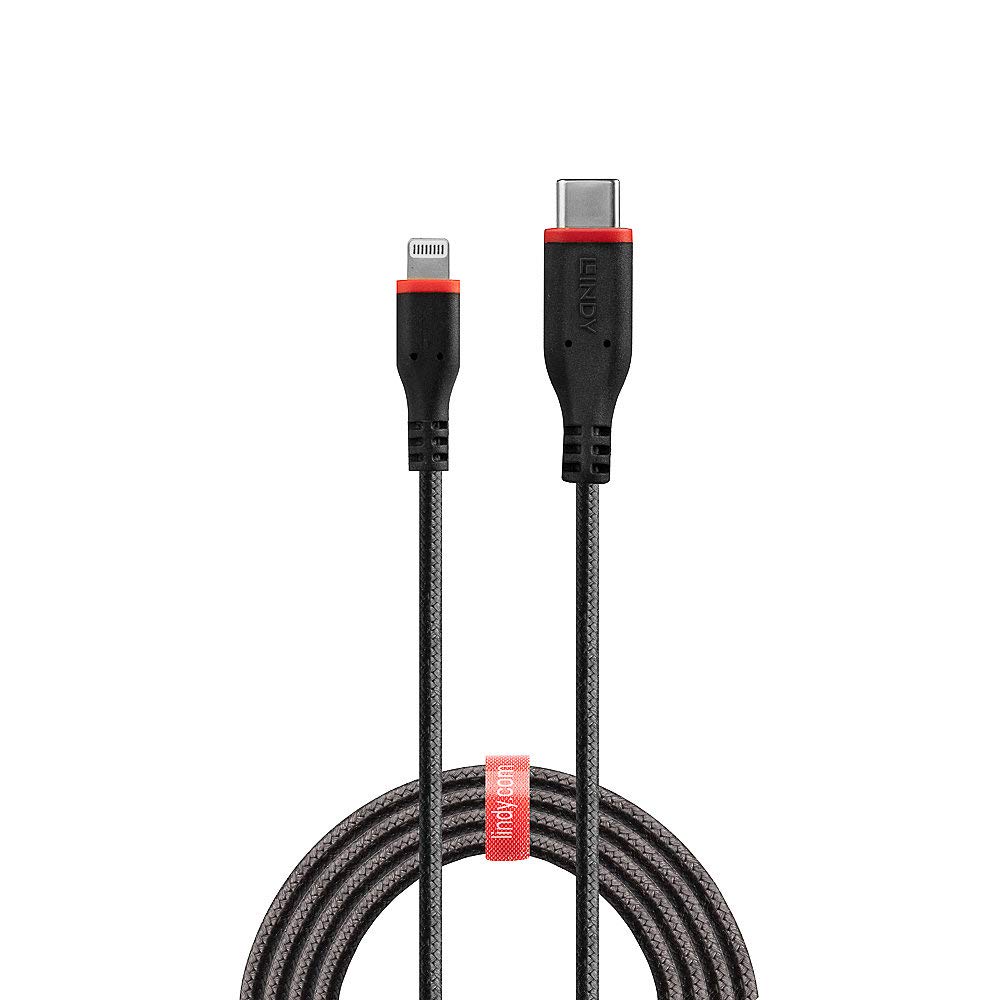 lindy-31286-cavo-usb-c-a-lightning-1m-mfi-in-cotone-black-line image 1